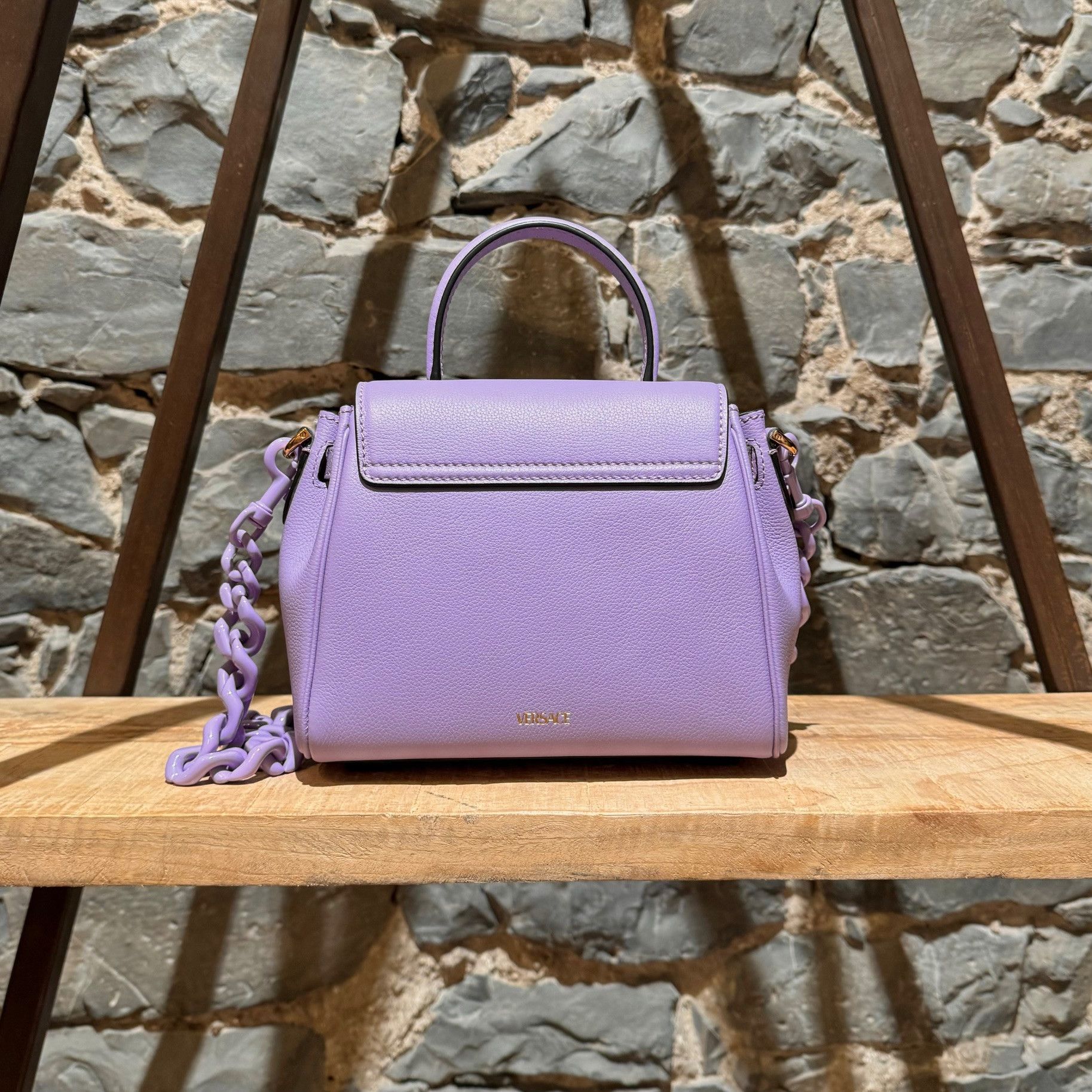 Versace Versace Lilac Leather La Medusa Small 2 Way Handbag Size ONE SIZE - 5 Thumbnail
