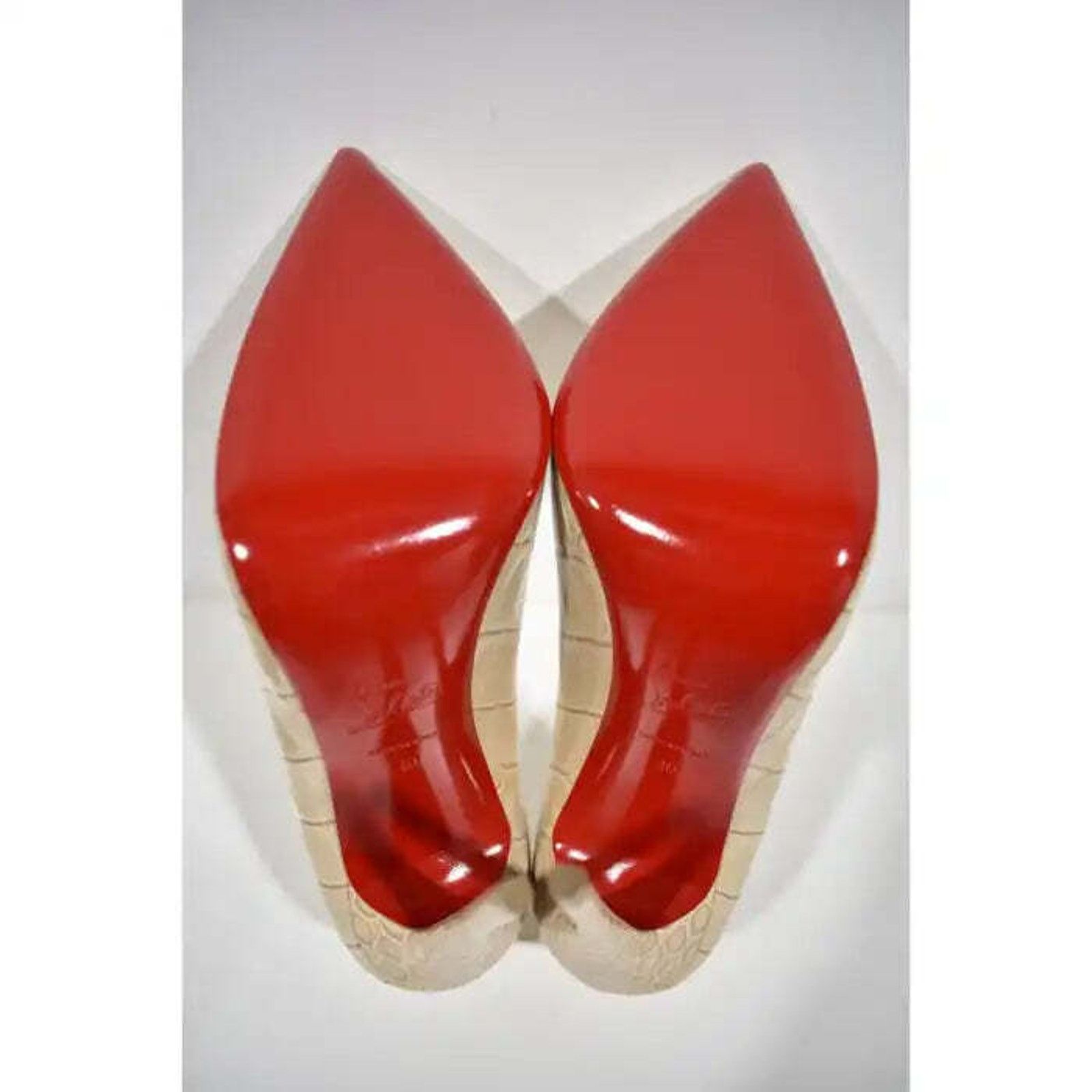 Christian Louboutin So Kate 120 Nougat Nude Calf Ali Croc Pointed Heel Pump 40 Size US 10 / IT 40 - 12 Thumbnail