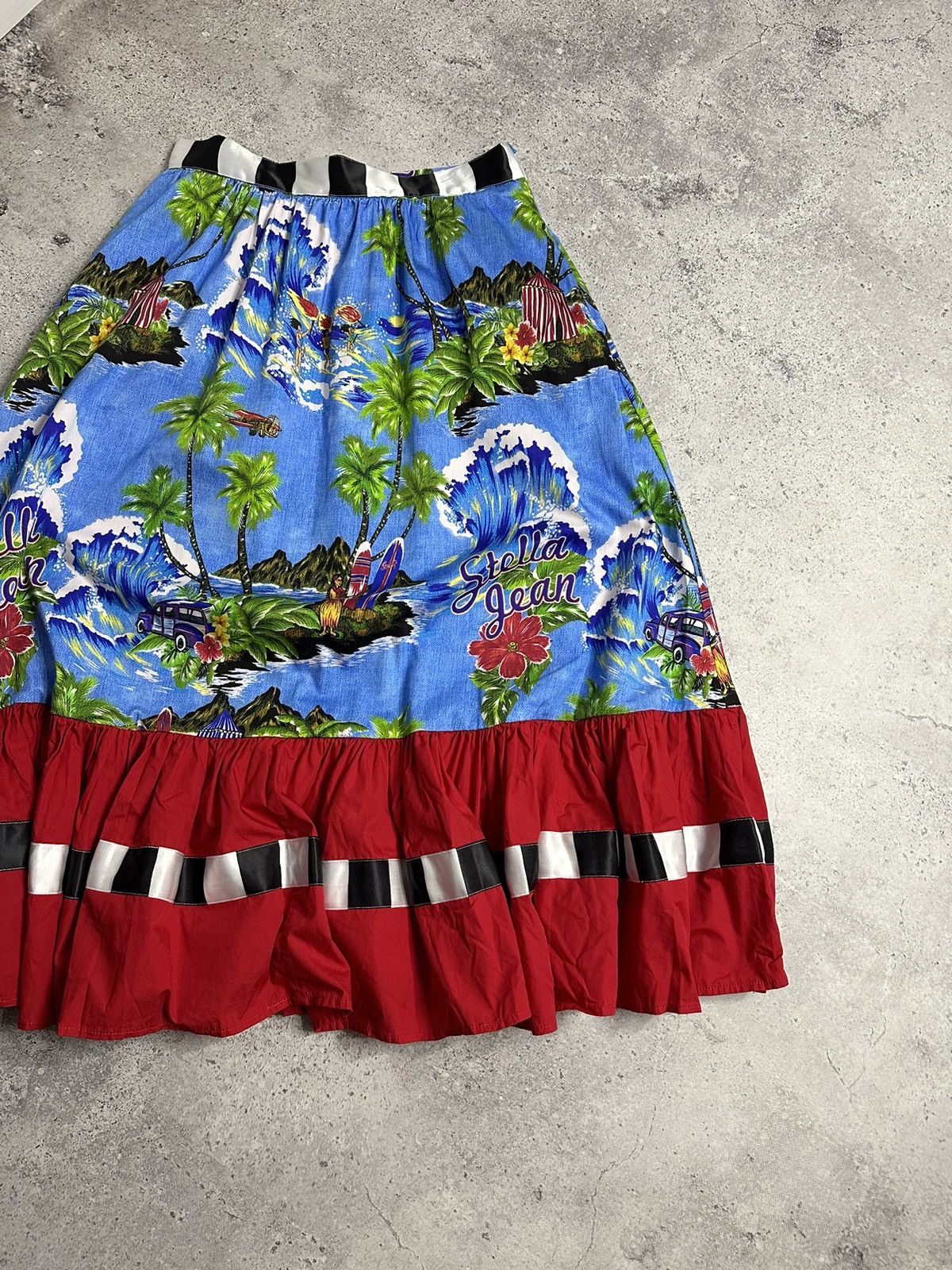 Vintage Stella Jean Gonna Lunga Tropical Print Blue Mid-Length Skirt Size 25" / US 0 / IT 36 - 4 Thumbnail
