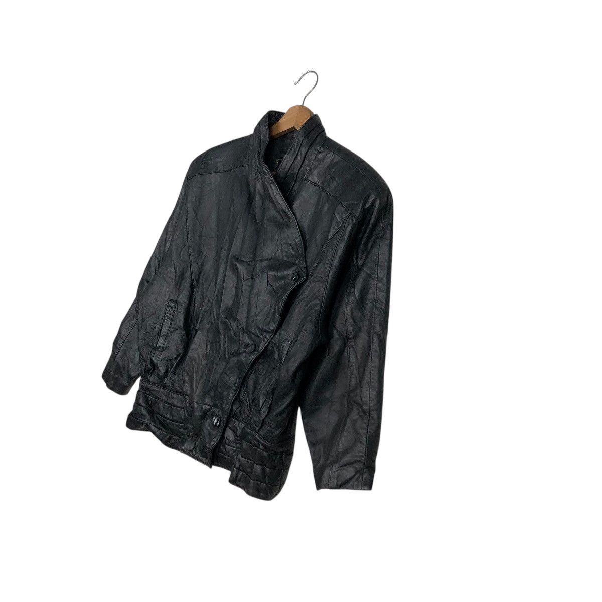 Genuine Leather 📌Rich Black Vtg Biker Leather Jacket Fromage Issey Miyake Size US M / EU 48-50 / 2 - 3 Thumbnail