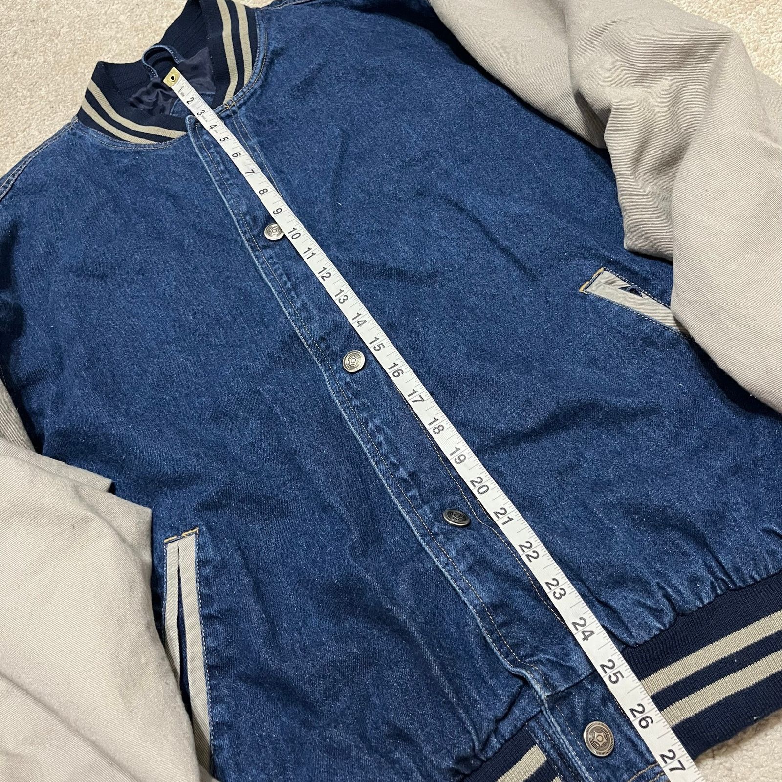 Other Vintage Jon Lauren Apparel Denim Canvas Sleeve Bomber Jacket Size US L / EU 52-54 / 3 - 4 Thumbnail