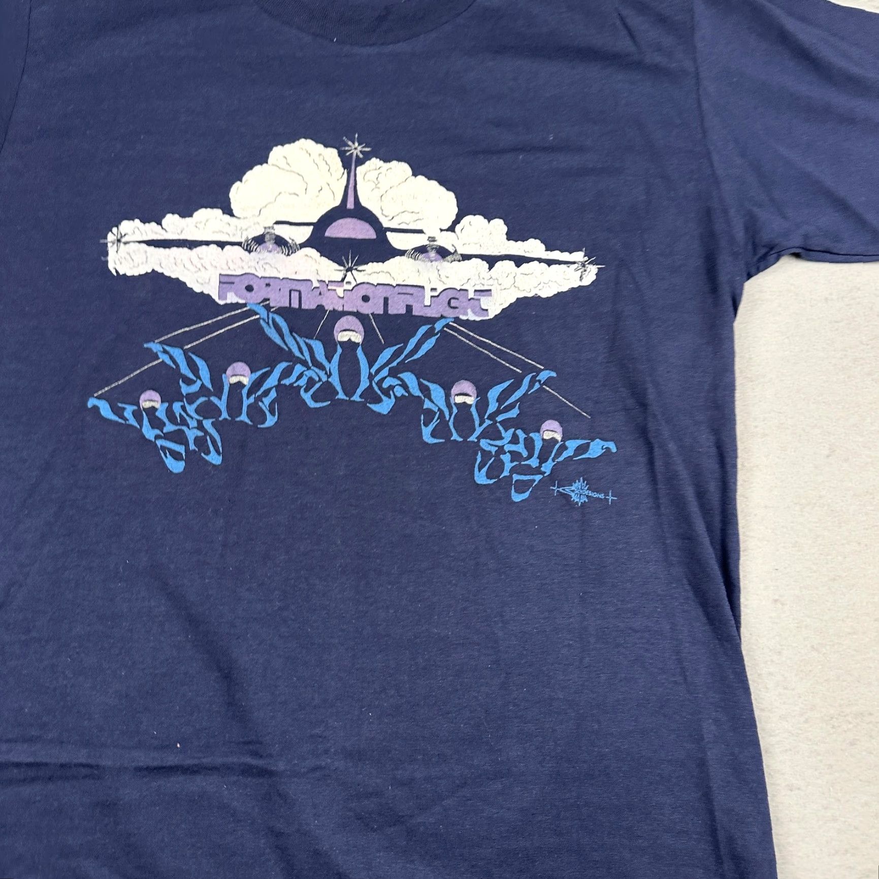 Jerzees VINTAGE Jerzees Formation Flight Graphic Shirt Mens Large Blue 80s Crew Neck Short Sleeve Cotton Polyester United States Size US L / EU 52-54 / 3 - 6 Thumbnail