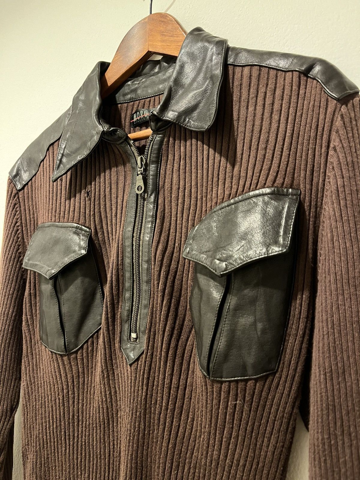 Morgan Homme KNIT x LEATHER HALF ZIPPER MORGAN HOMME LGB IF6WAS9 STYLE Size US M / EU 48-50 / 2 - 1 Thumbnail