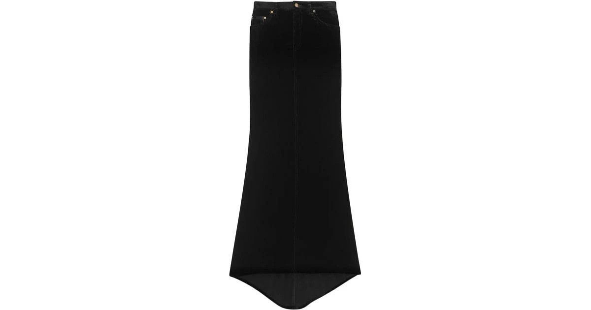 Image of Saint Laurent Paris Oc11Z10524 Long Skirt In Velvet In Black, Women's (Size 34)