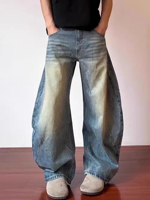 VIBE Washed and Distressed Blue Wide Leg Jeans Size US 32 / EU 48 - 1 Preview