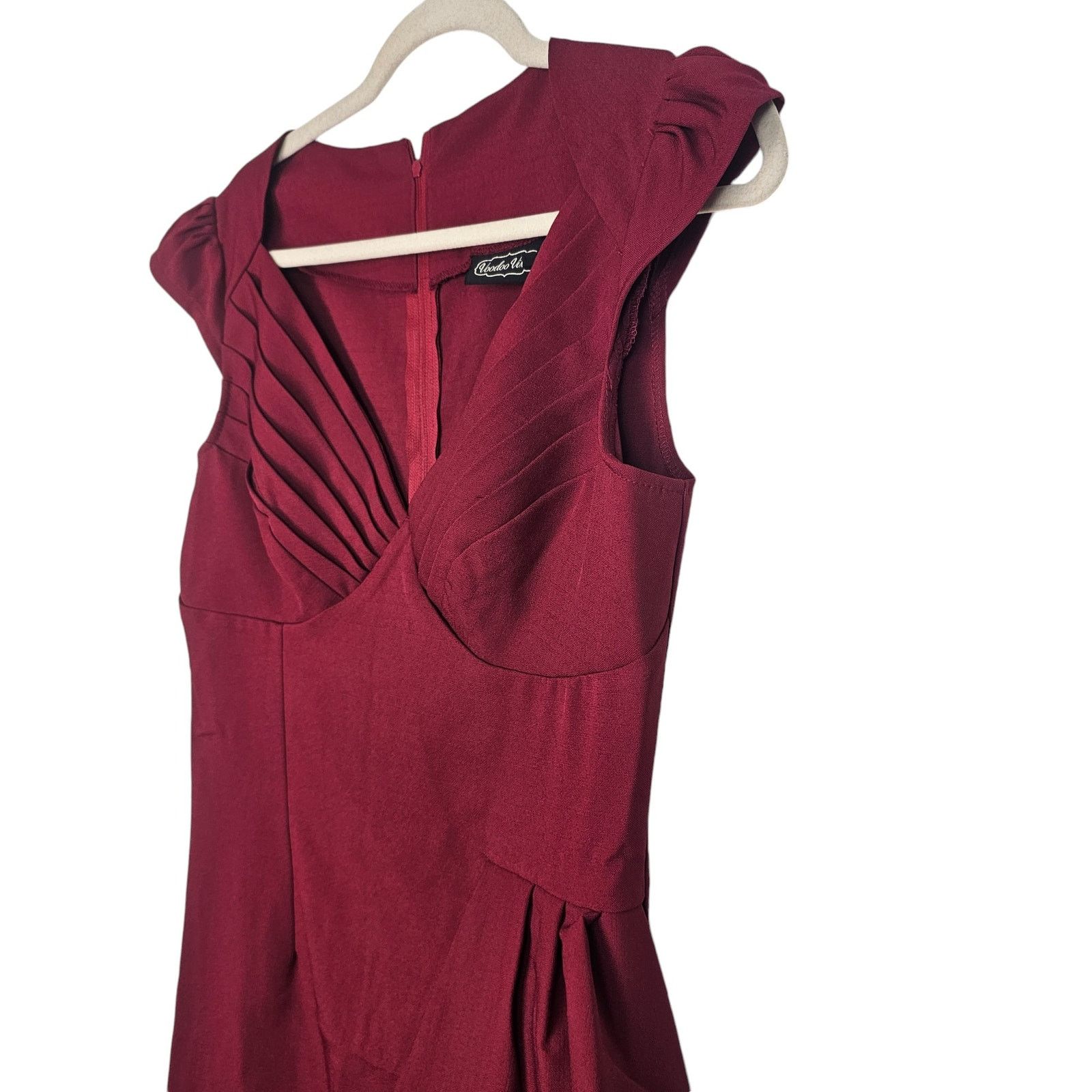 Voodoo Tactical Voodoo Vixen Womens Khloe Ruffle Pencil Dress Sz M Burgundy Size M / US 6-8 / IT 42-44 - 6 Thumbnail