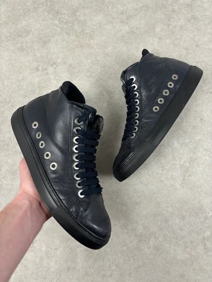 Vintage Cesare Paciotti Navy Eyelet Leather High Sneakers Size US 7 / EU 40 - 1 Thumbnail