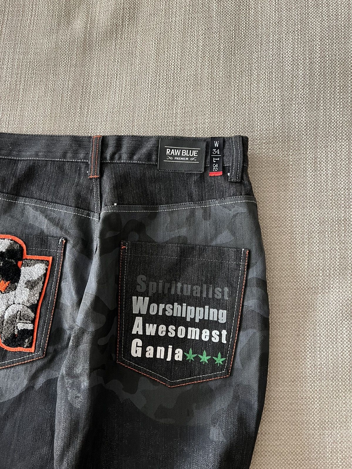 Vintage Vintage 💥 Raw Blue Ganja Pants Jeans Size US 34 / EU 50 - 9 Thumbnail