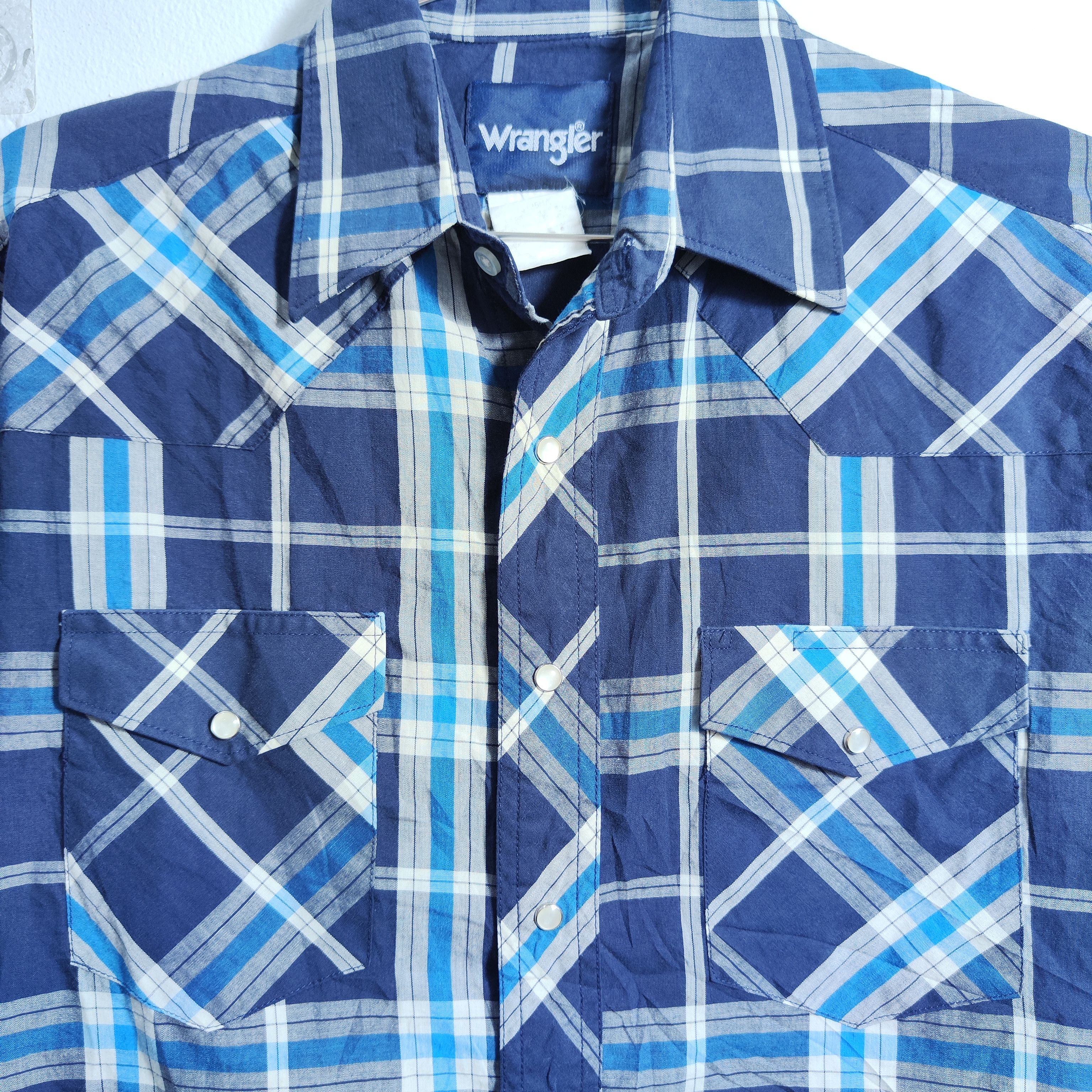 Wrangler VINTAGE Wrangler Western shirt Large Plaid Blue Pearl Snap Size US L / EU 52-54 / 3 - 2 Thumbnail