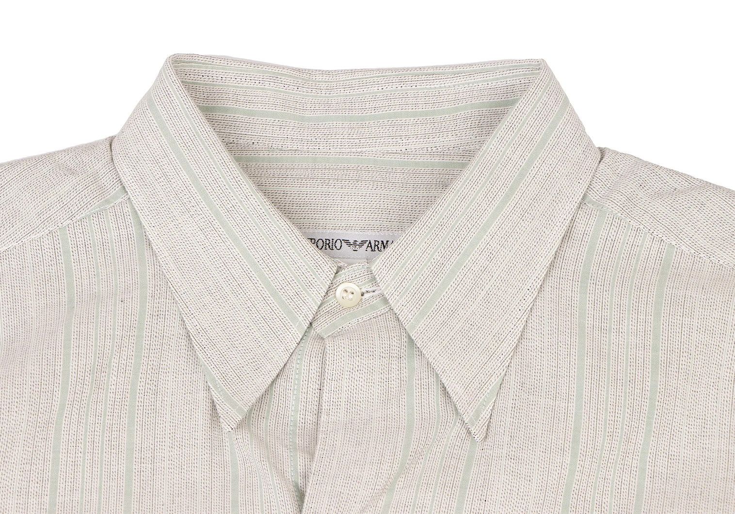 Emporio Armani Cotton Rayone Striped Shirt in Beige, Size L Size US L / EU 52-54 / 3 - 2 Thumbnail