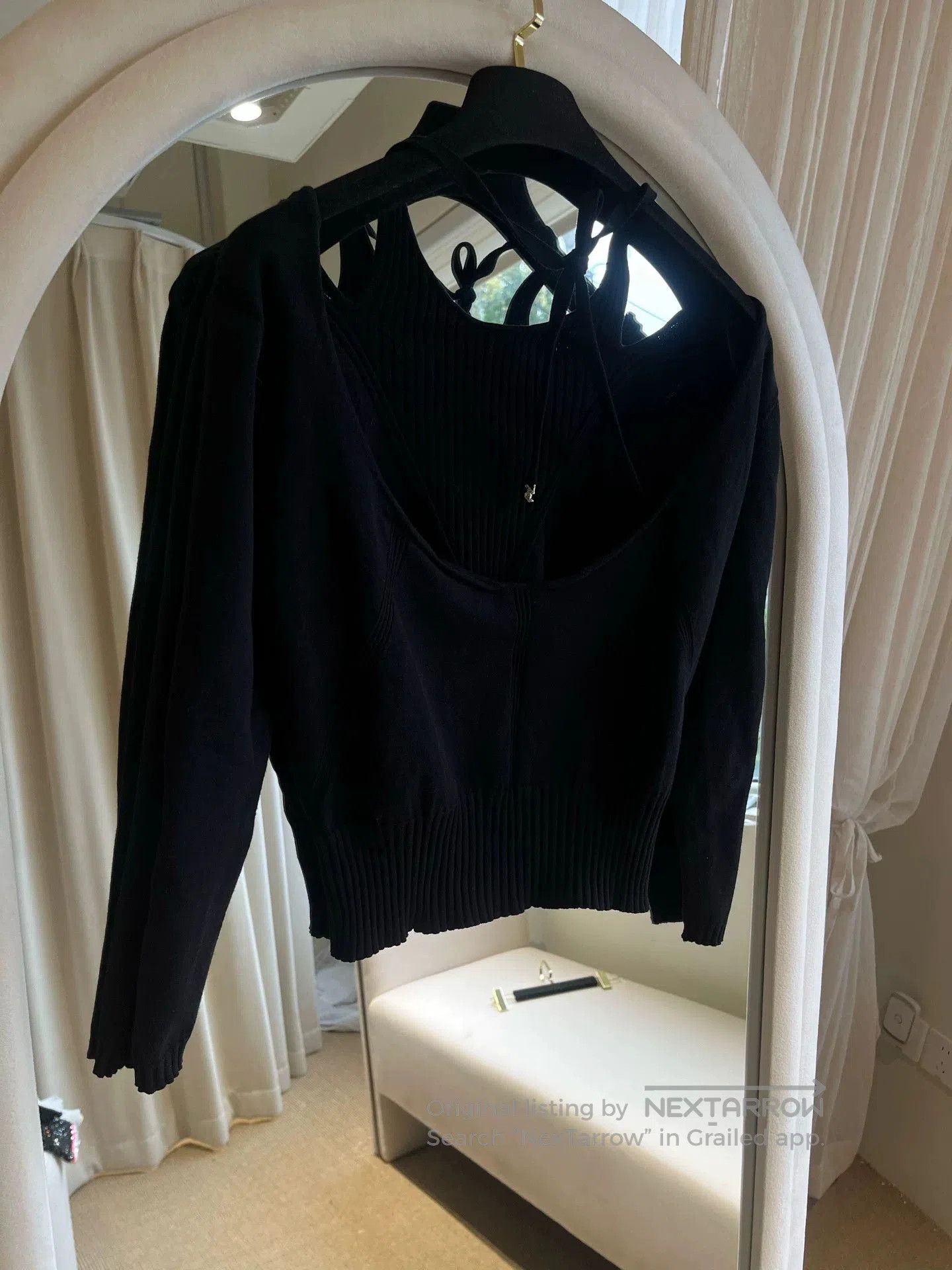 Chanel Chanel 24B Black Off-Shoulder Knit Top. Size US S / EU 44-46 / 1 - 2 Thumbnail
