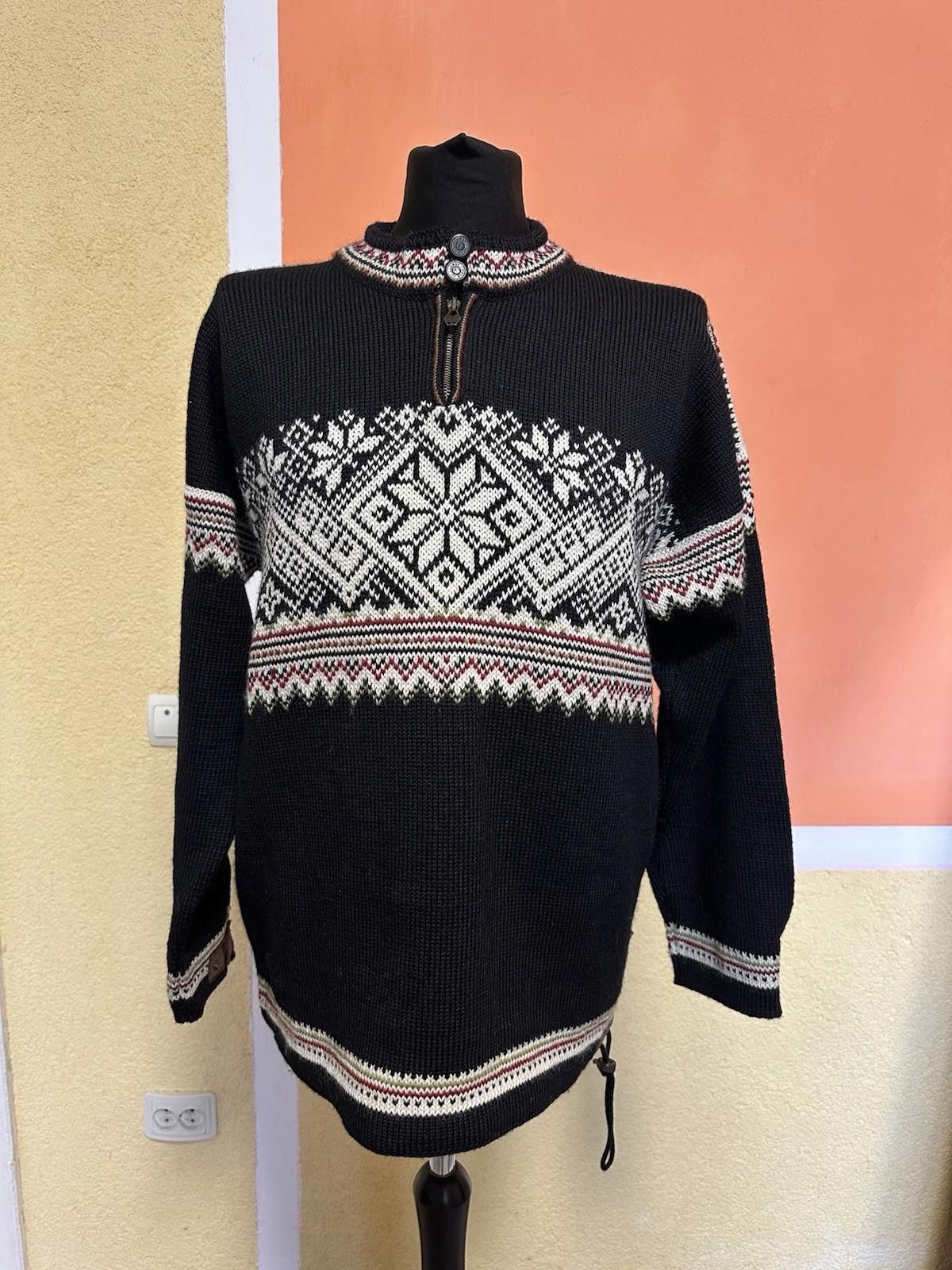 DALE OF NORWAY Mens Zip Neck Jumper Sweater L Black