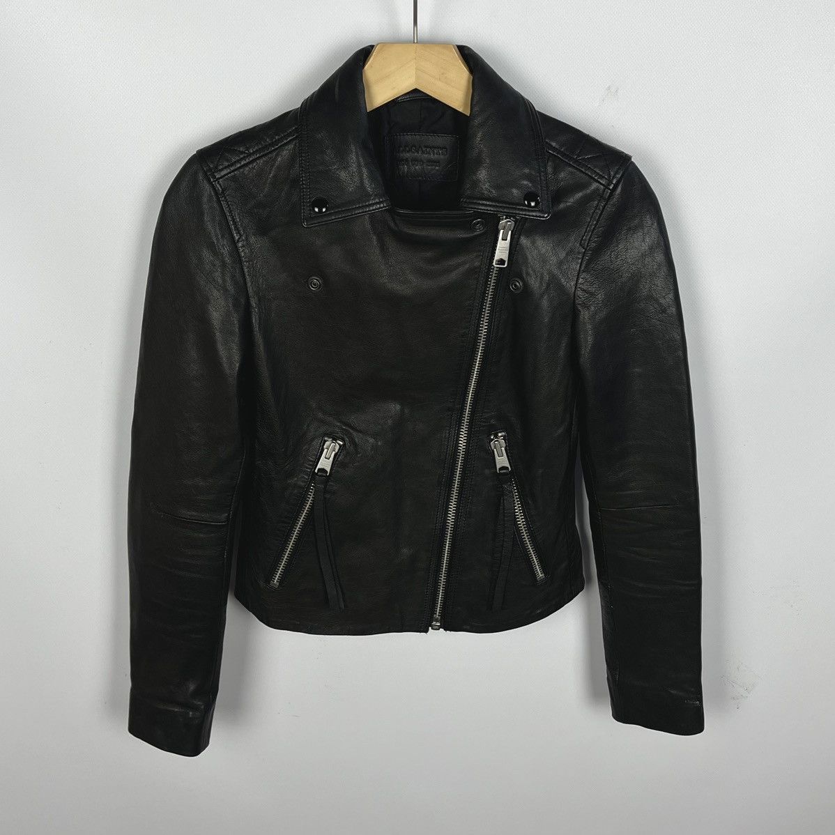 Allsaints Ladies AllSaints Dalby Biker black leather jacket Size XS / US 0-2 / IT 36-38 - 4 Thumbnail