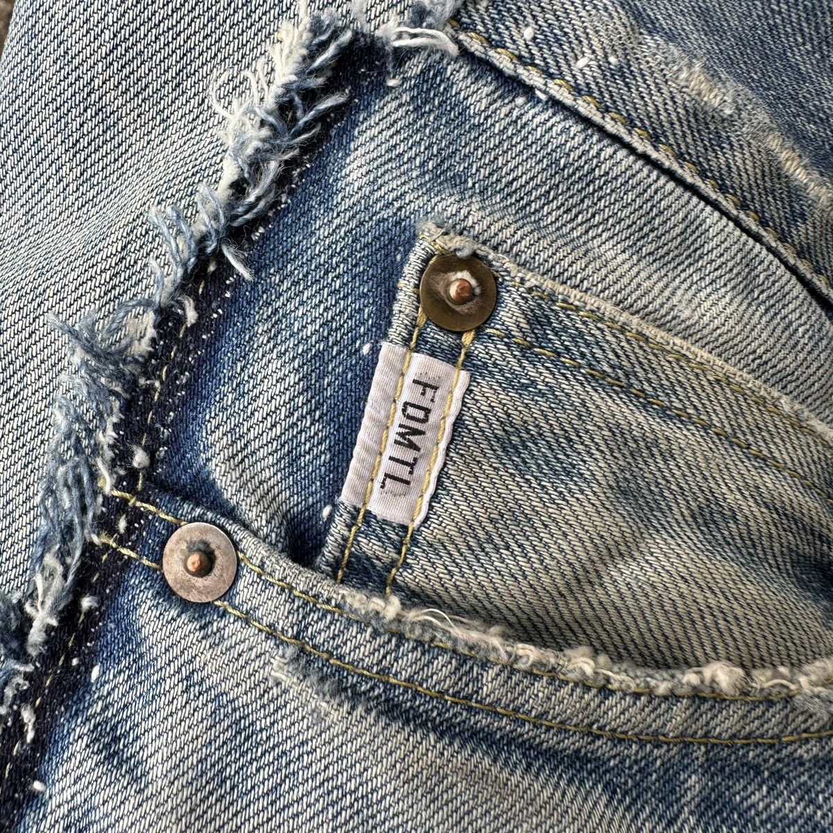 FDMTL Mercedes Benz Selvedge Crash Boro Denim Shorts jort capris Size US 36 / EU 52 - 23 Thumbnail