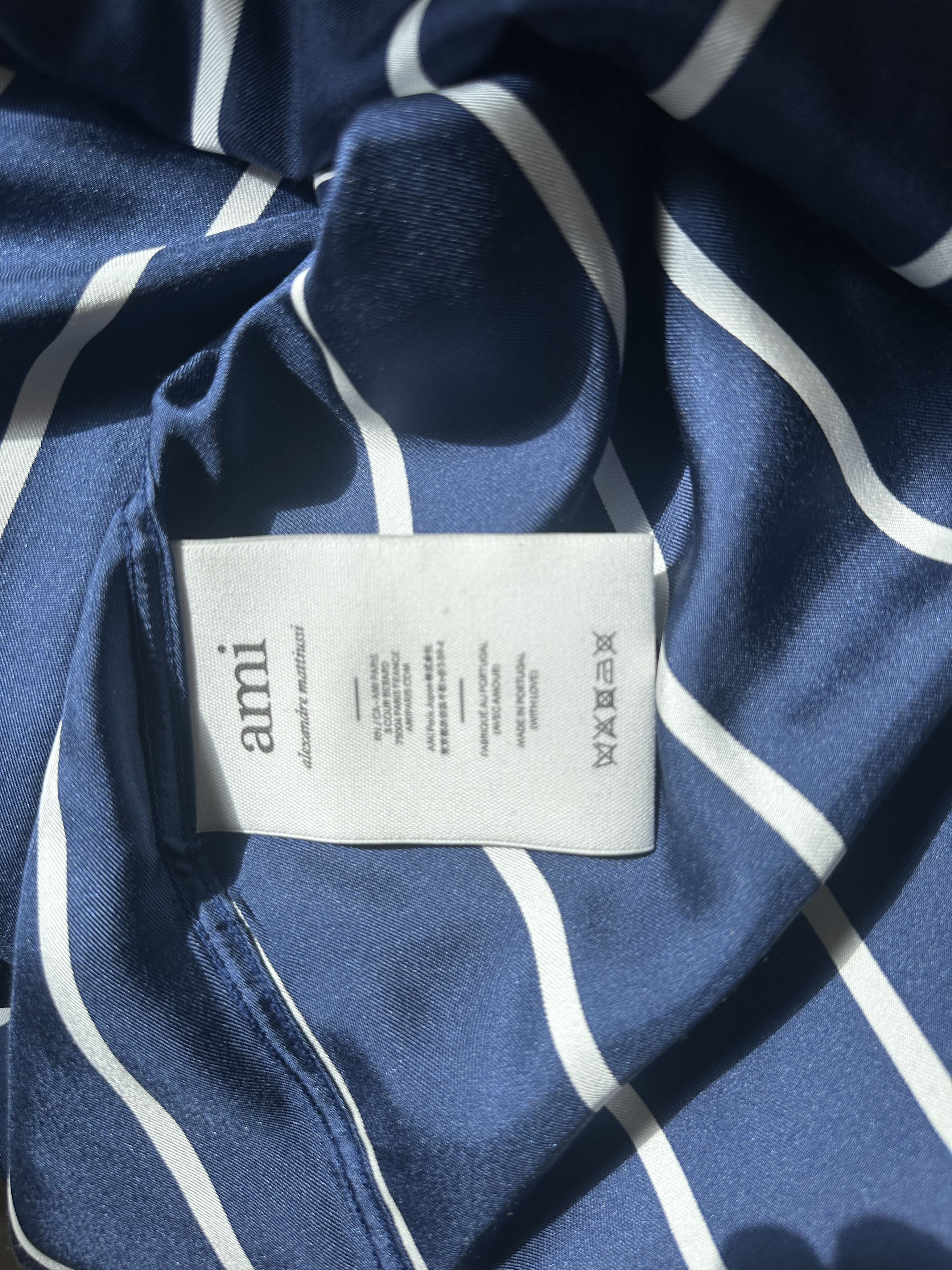 AMI Camp Collar Stripe Silk Shirt Size US S / EU 44-46 / 1 - 6 Thumbnail