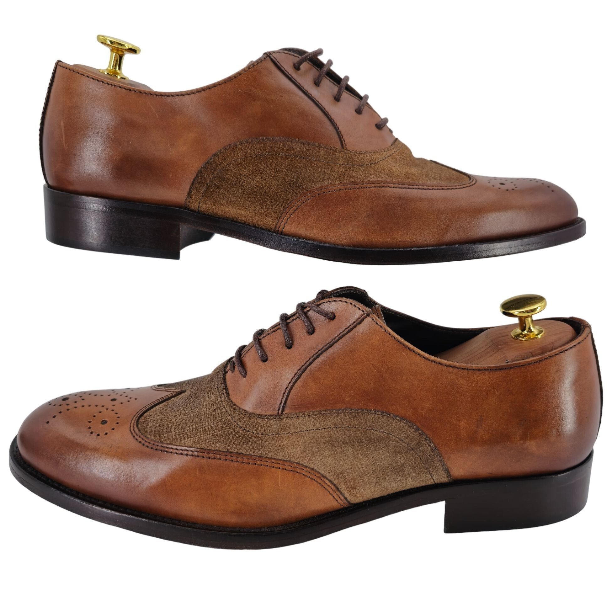 Bruno Magli New Bruno Magli Italy Brown Leather Suede Wingtip Oxfords 10 Size US 10 / EU 43 - 4 Thumbnail