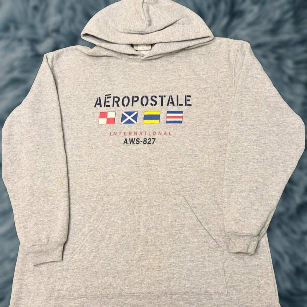 Aeropostale VINTAGE Aeropostale Nautical Flags Logo Hoodie Jacket Mens M Gray USA 2000s Size US M / EU 48-50 / 2 - 1 Thumbnail