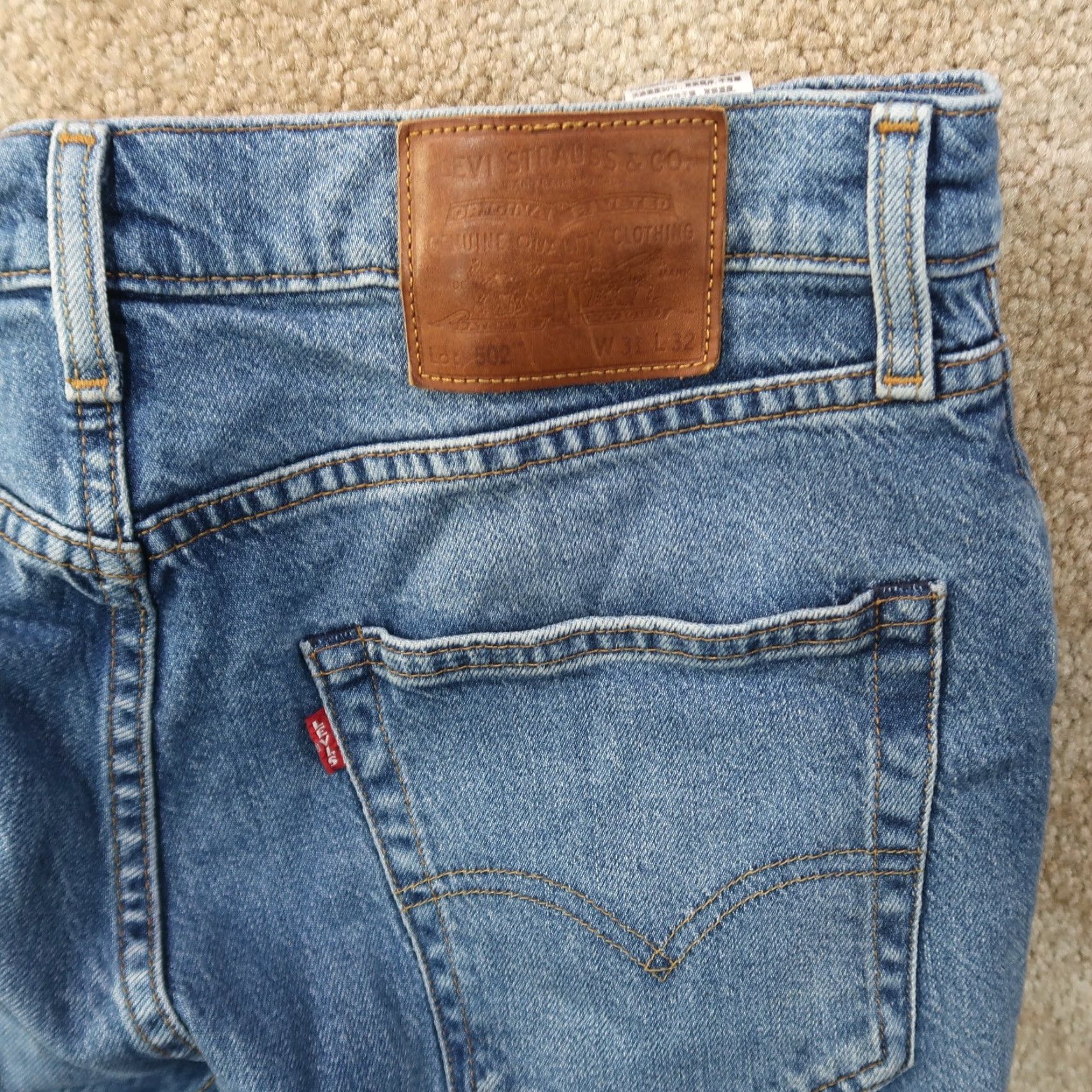 Levi's Levi's 502 Tapered Leg Jeans Men 31x32 Blue Denim Stretch Slim Mid Rise 5-Pocket Belt Loops Vintage No Size US 31 - 7 Thumbnail
