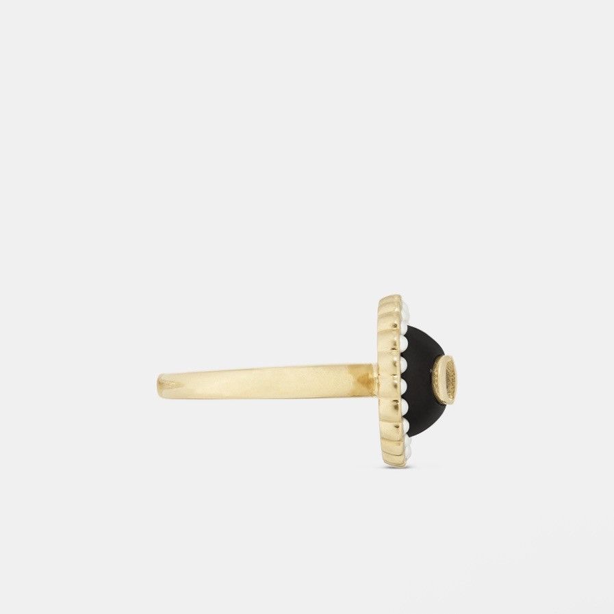 Dior Dior PETIT CD BAROQUE RING Gold-Finish Metal White Resin Size ONE SIZE - 2 Thumbnail