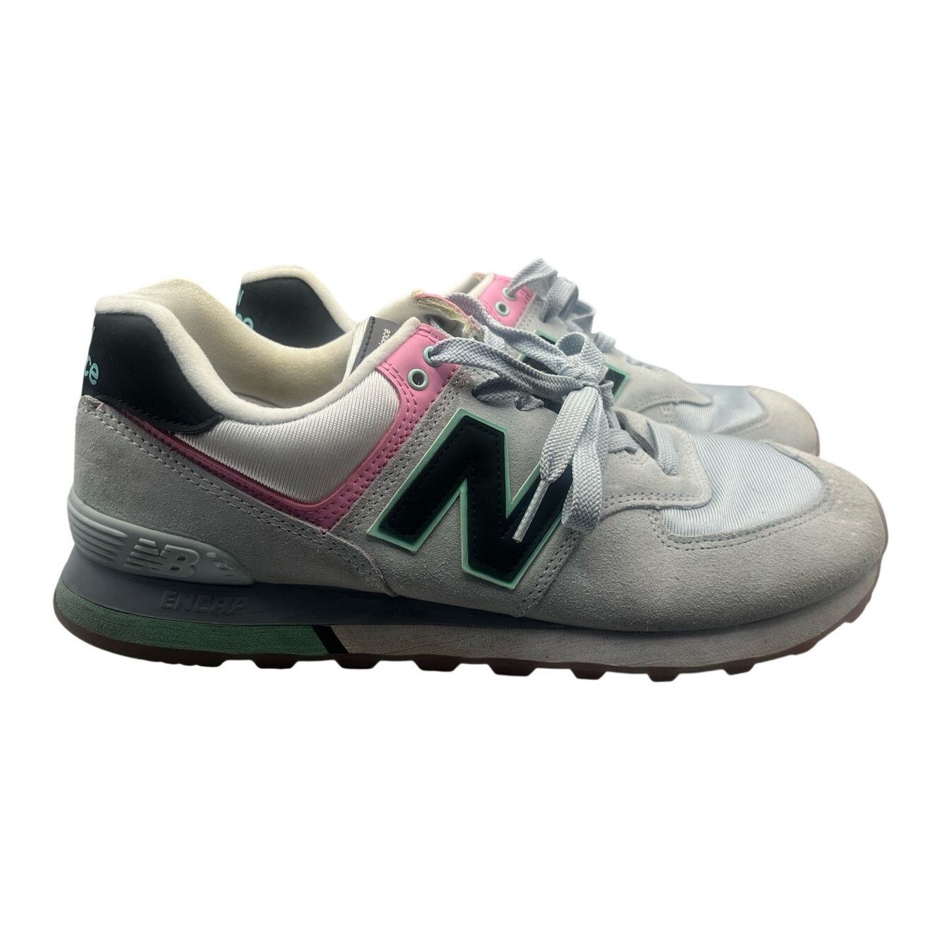 New Balance New Balance 574 White Silver Pink Green Sneakers Women's 8 Size US 11 / EU 44 - 2 Thumbnail