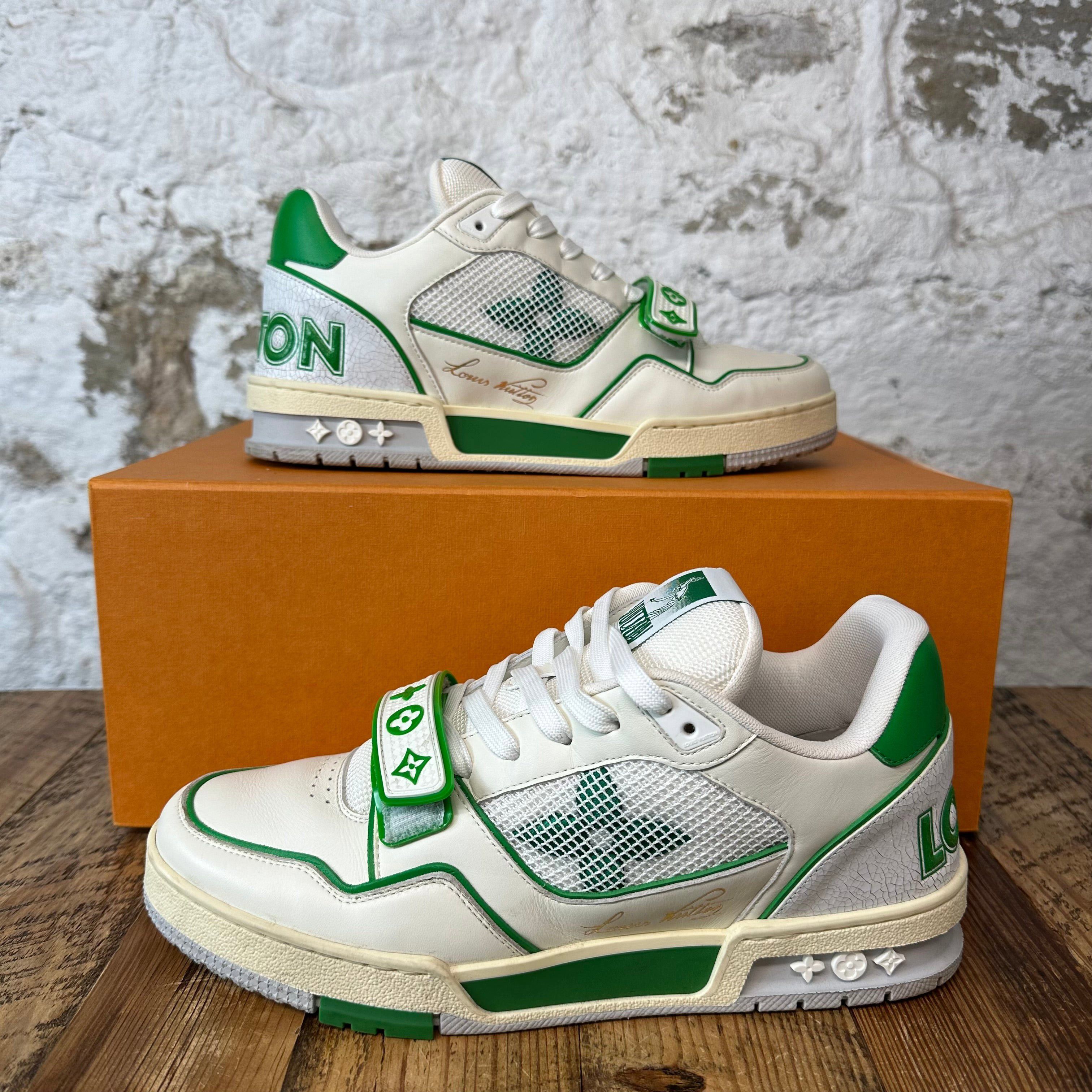 Louis Vuitton Louis Vuitton Green White Strap Trainer Sz 7.5 (6LV) Size US 7.5 / EU 40-41 - 1 Thumbnail