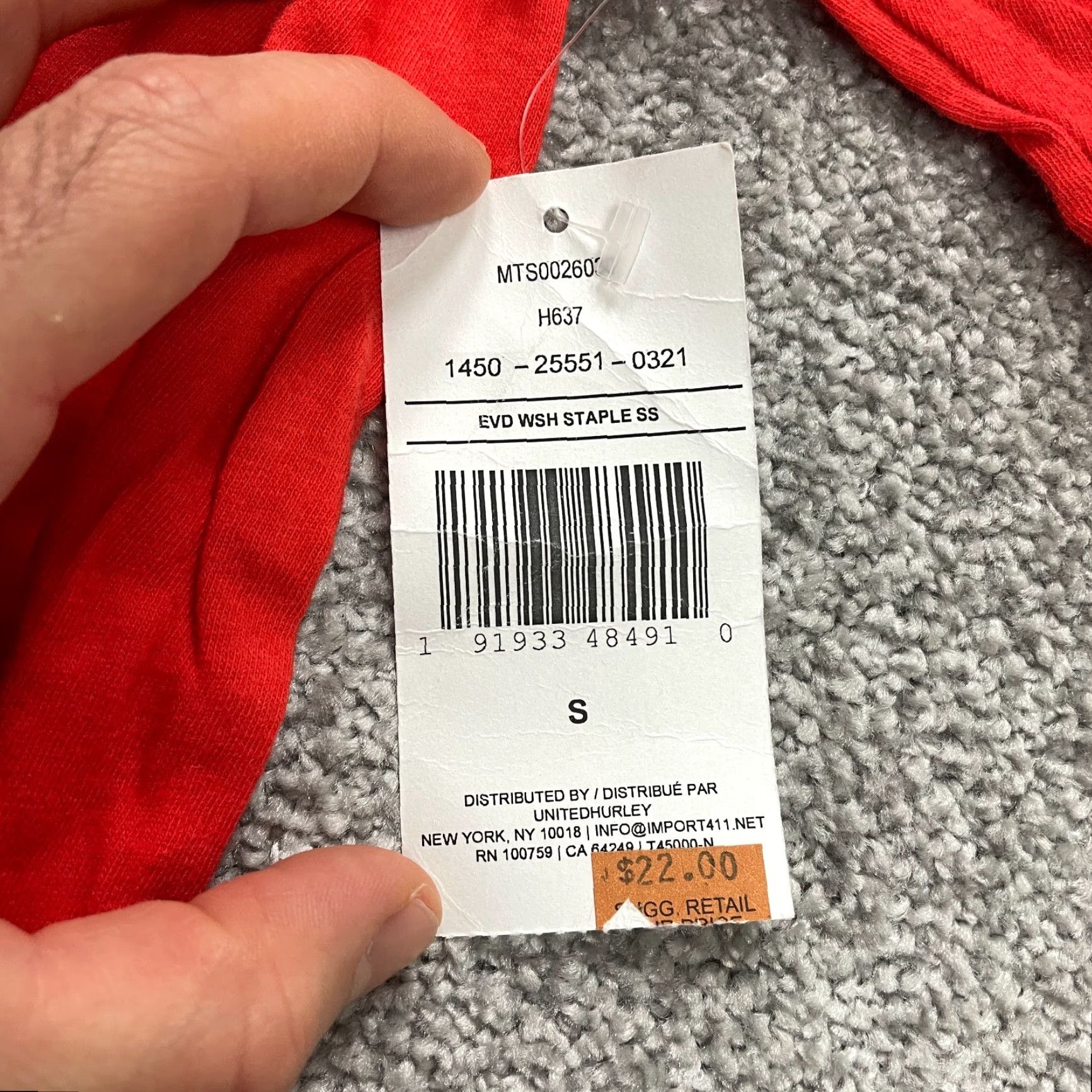 Hurley Hurley Basic Tee T-Shirt Men S Red Crew Neck Short Sleeve Top NWT New Size US S / EU 44-46 / 1 - 6 Thumbnail