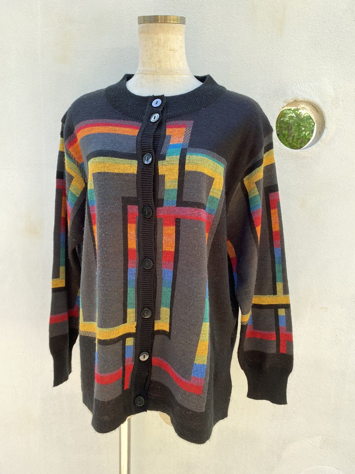 Designer × Vintage FINANCIER Black Knitted Cardigan Size L / US 10 / IT 46 - 6 Thumbnail