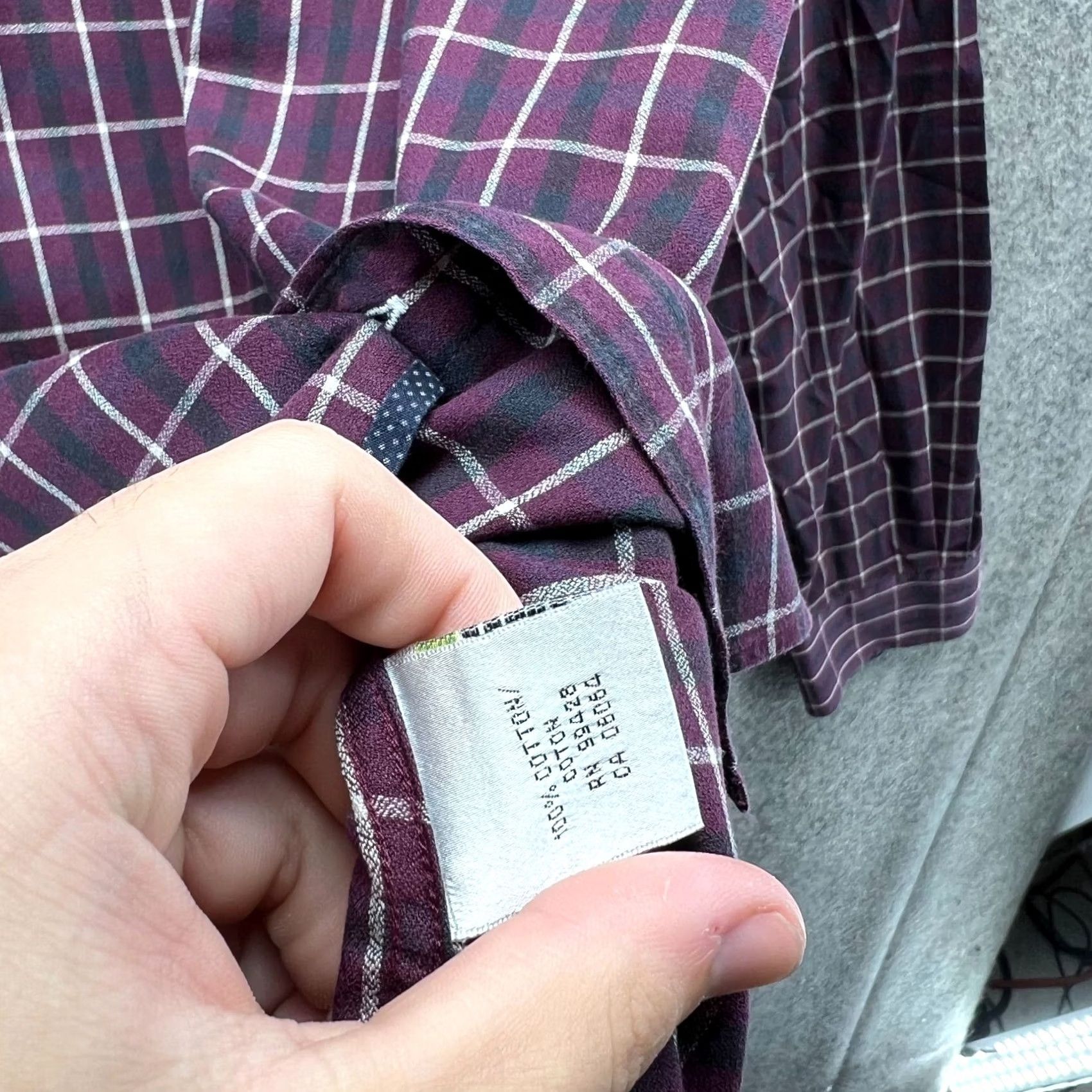 BUGATCHI VINTAGE Bugatchi Shirt XL Purple Button-Down Glen Check Shaped Fit Mens Button-Up Size US XL / EU 56 / 4 - 4 Thumbnail