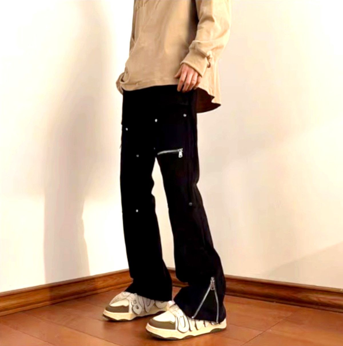 Designer × Japanese Brand × Vintage Vintage Punk Rock Zippers Micro Flared Pants Rave Unique Size US 33 - 1 Thumbnail