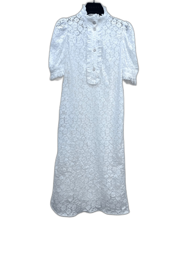 gucci white lace short sleeve dress