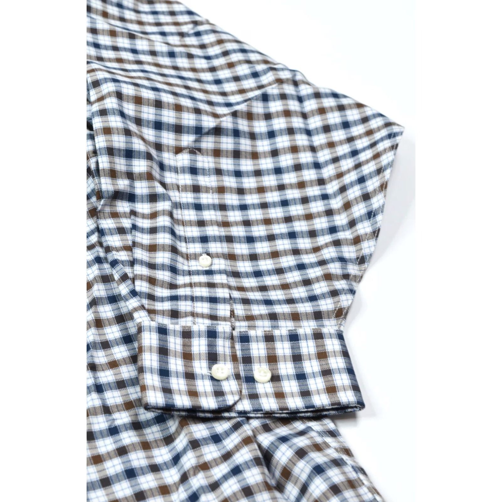 Stafford STAFFORD Travel Stretch Oxford Shirt Mens Big 20 Brown Blue Plaid Button-Down Size US XXL / EU 58 / 5 - 5 Thumbnail