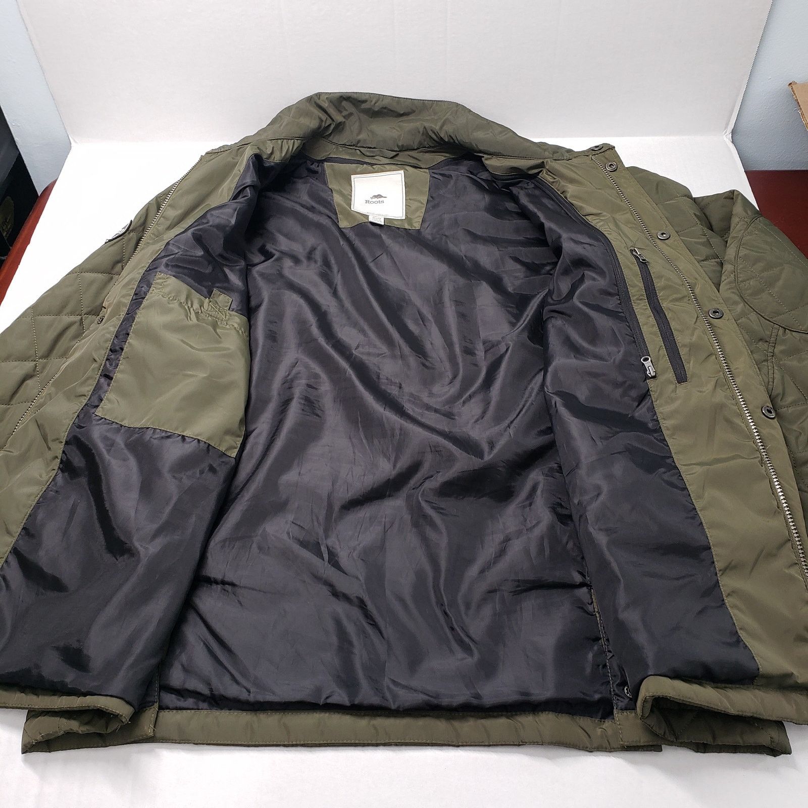 Roots Roots 73 Diamond Quilted Jacket Mens XL Olive Green Zip Size US XL / EU 56 / 4 - 14 Thumbnail