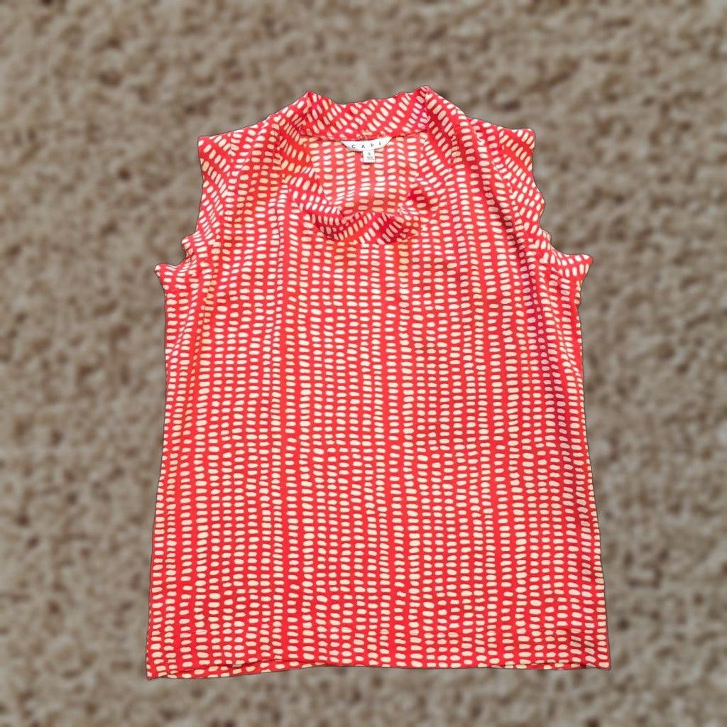 Vintage Cabi Top Shirt Womens S Red Polka Dot Sleeveless Tank Casual Size S / US 4 / IT 40 - 1 Thumbnail