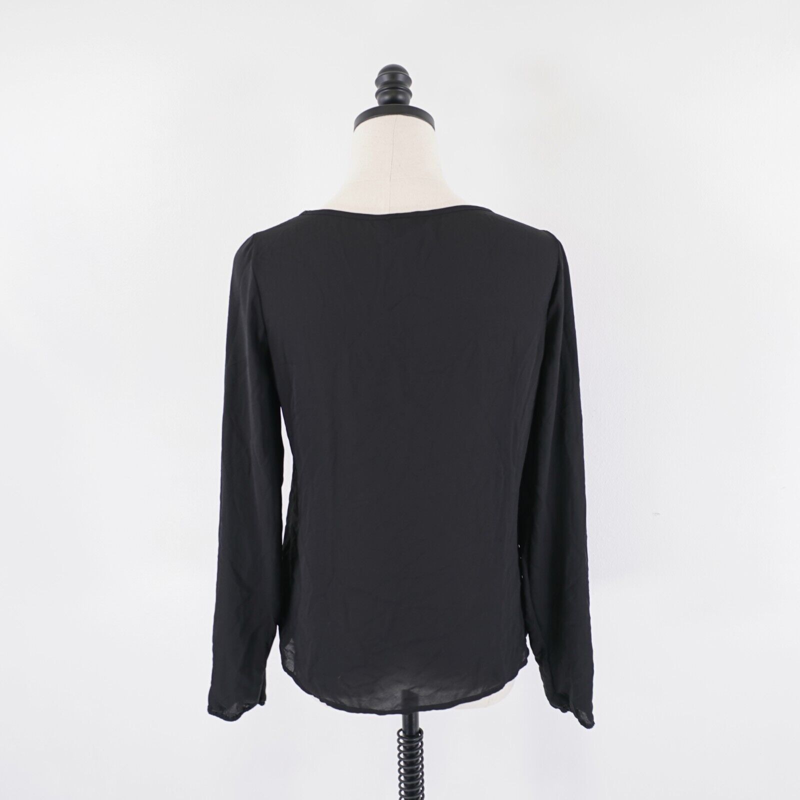 Express Express Black Ruffles Keyhole Long Sleeve Sheer XS Blouse / Size XS / US 0-2 / IT 36-38 - 5 Thumbnail
