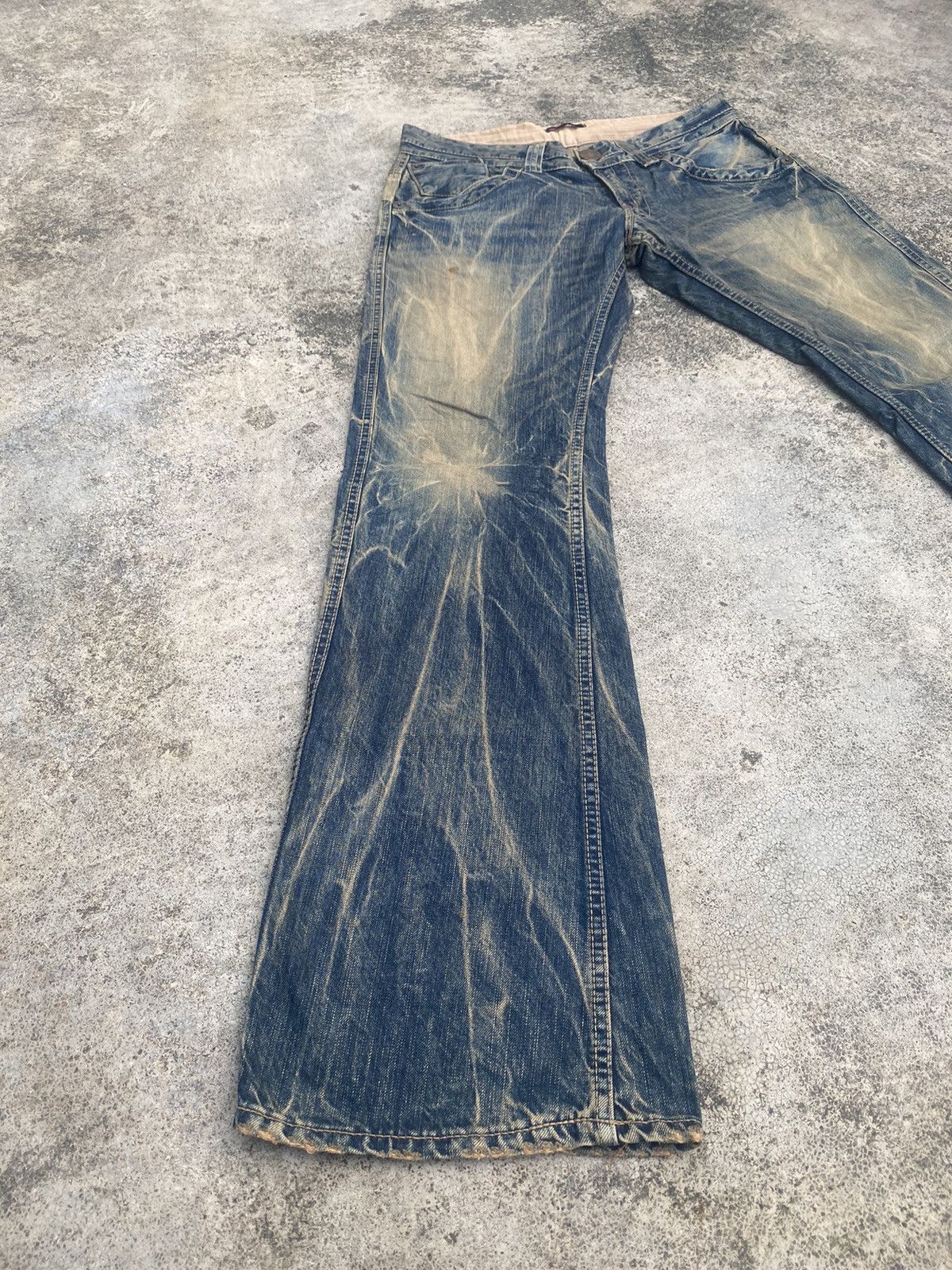 Japanese Brand Flare Jeans Blue Way Clawmark Bootcut Size US 33 - 1 Thumbnail