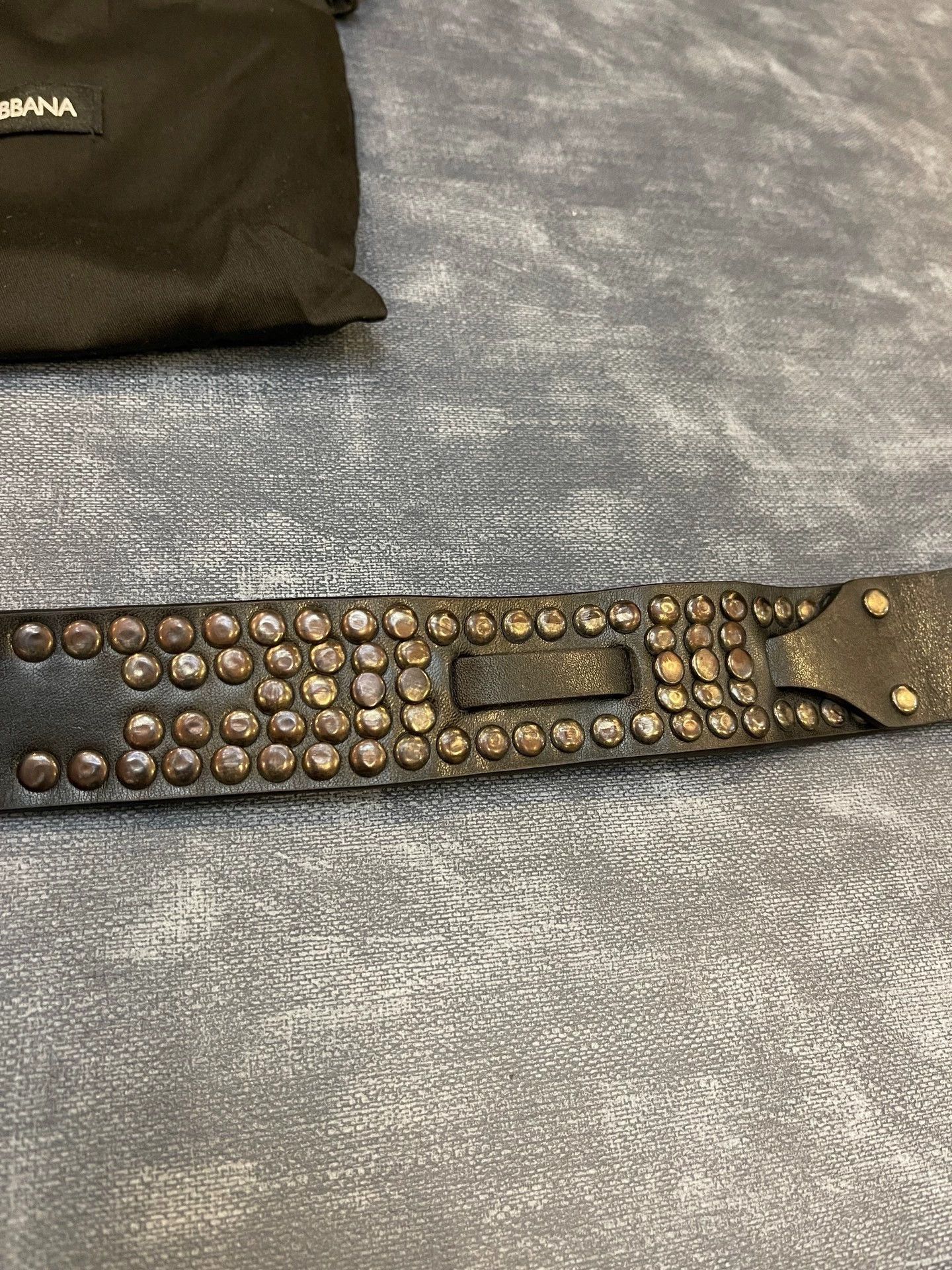 Dolce & Gabbana DG Heavy Duty Studded Cowhide Belt 3.5cm Black/Dark Brown Size ONE SIZE - 6 Thumbnail