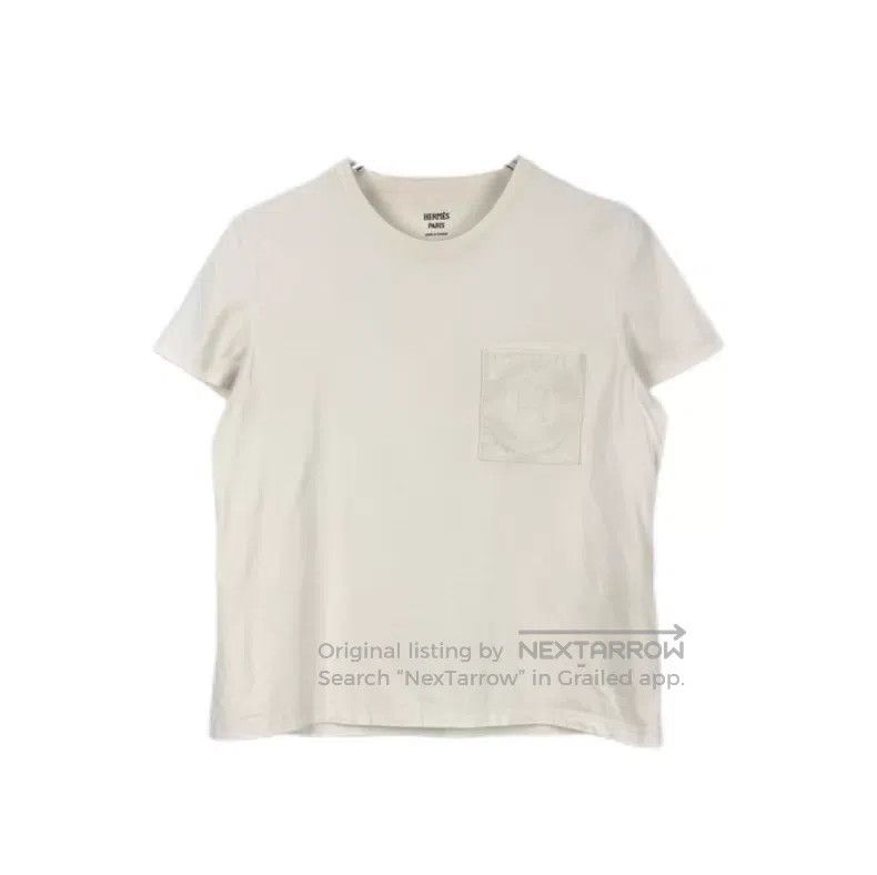 Hermes Hermes White Embroidered Chest Pocket Short Sleeve Size M / US 6-8 / IT 42-44 - 1 Thumbnail