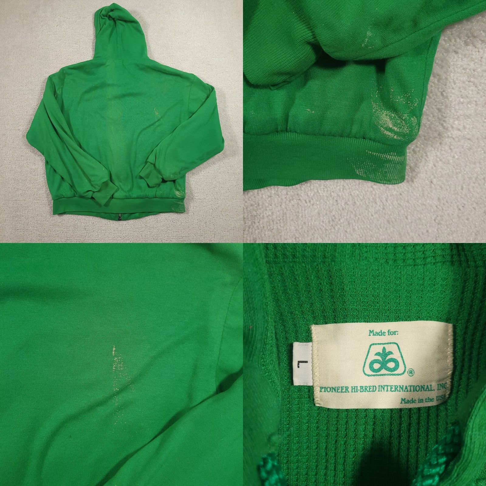 Vintage VINTAGE Pioneer Hi Bred Hoodie Mens L Green Full Zip Waffle Lined USA Logo Size US L / EU 52-54 / 3 - 10 Thumbnail