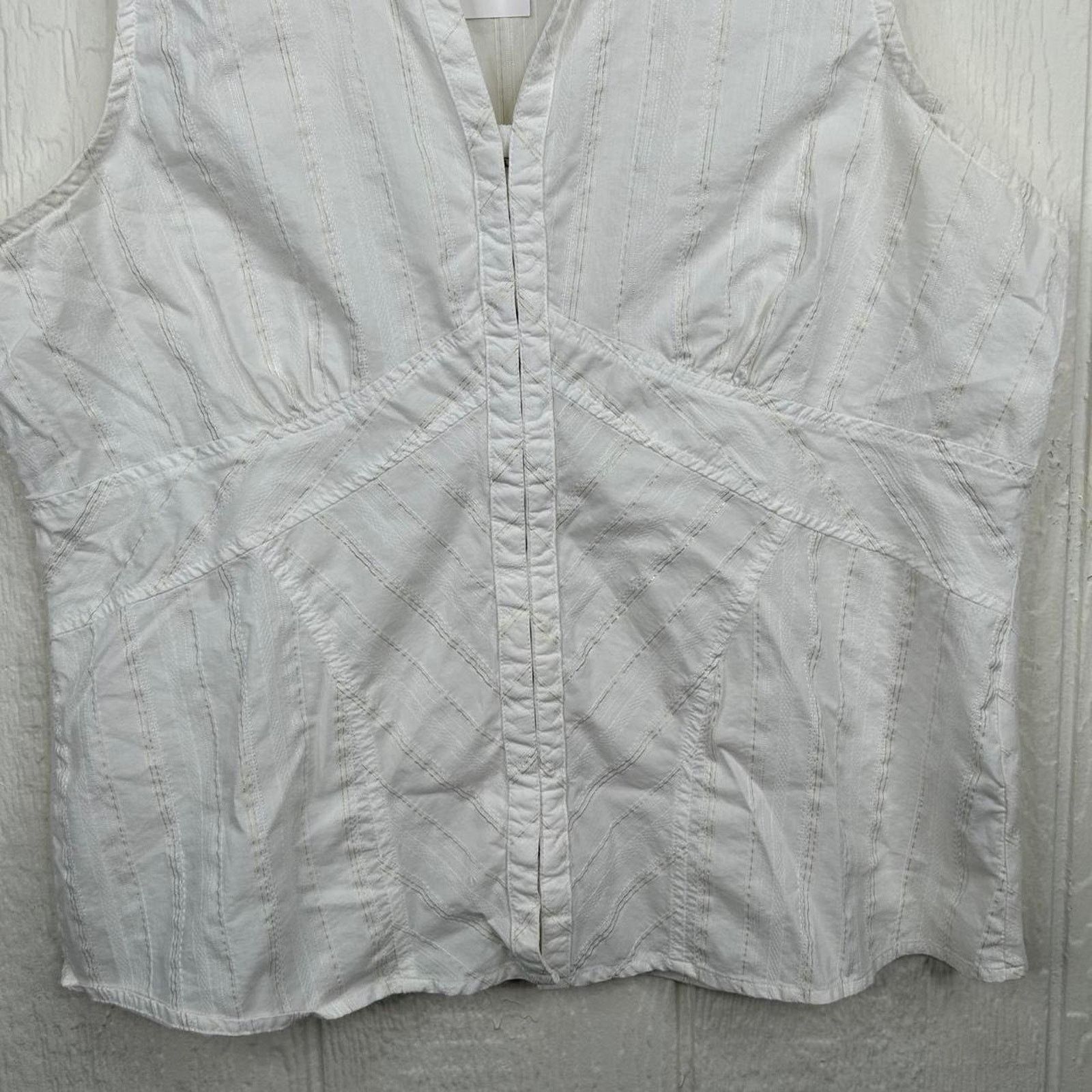 Faded Glory Vintage Y2K White Corset Style Boho V-Neck Top X-Large Size XL / US 12-14 / IT 48-50 - 5 Thumbnail