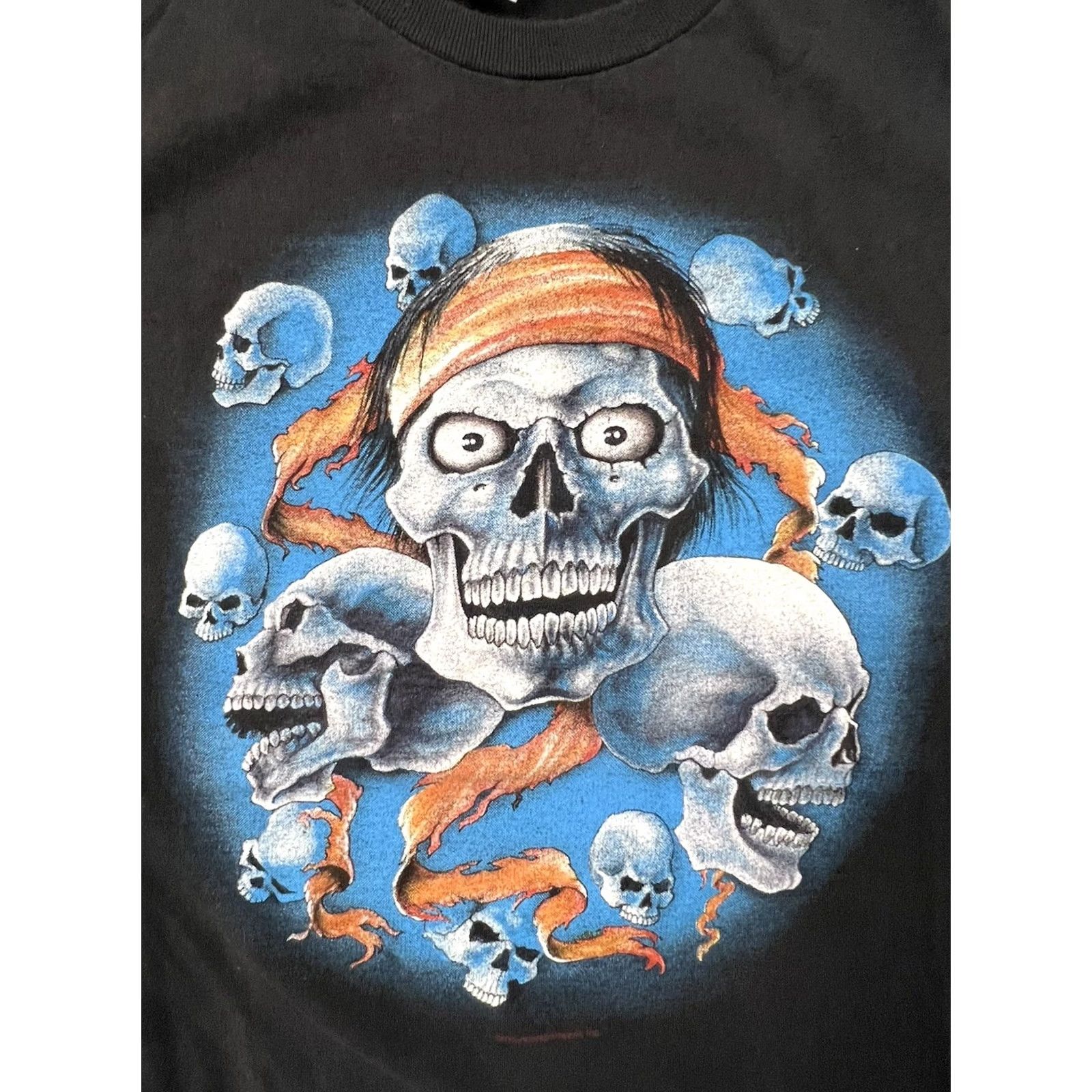 Vintage VINTAGE Tennessee River Thundersportswear T-Shirt Black Skull 90s 80s Biker Mens L Short Sleeve Size US L / EU 52-54 / 3 - 2 Thumbnail