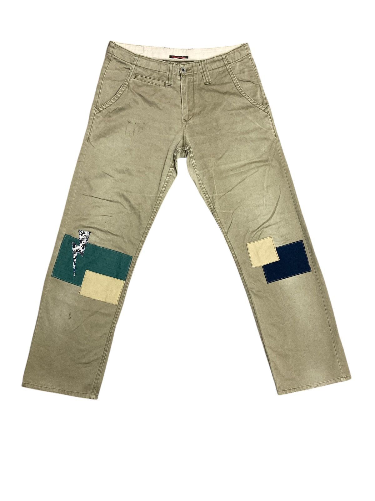 Kapital Reworked Blue Way Khaki Patchwork Pants Size US 32 / EU 48 - 1 Thumbnail
