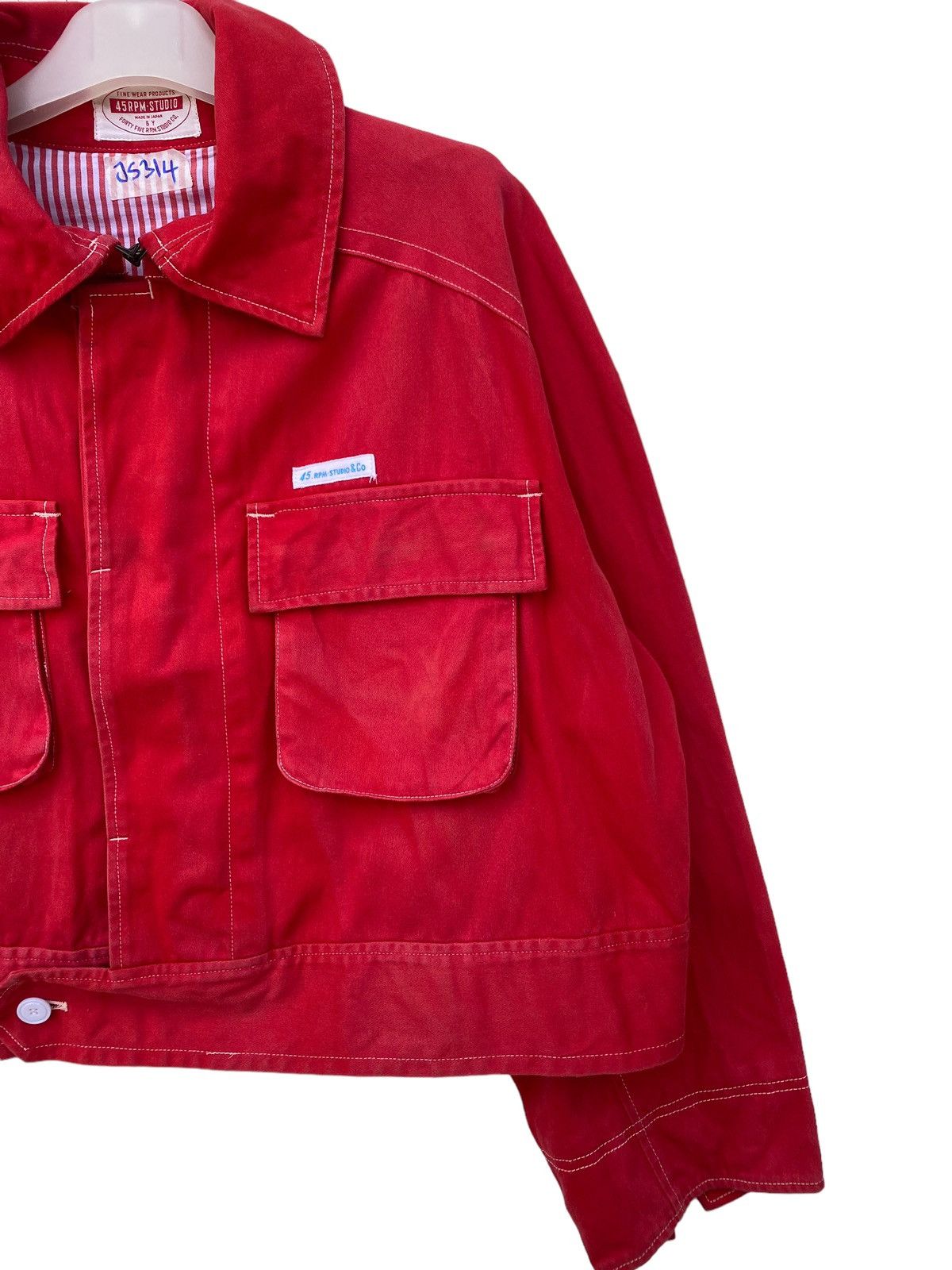 45rpm Vintage 45 RPM Uneven Sun Faded Crop Trucker Jacket Size US XL / EU 56 / 4 - 6 Thumbnail
