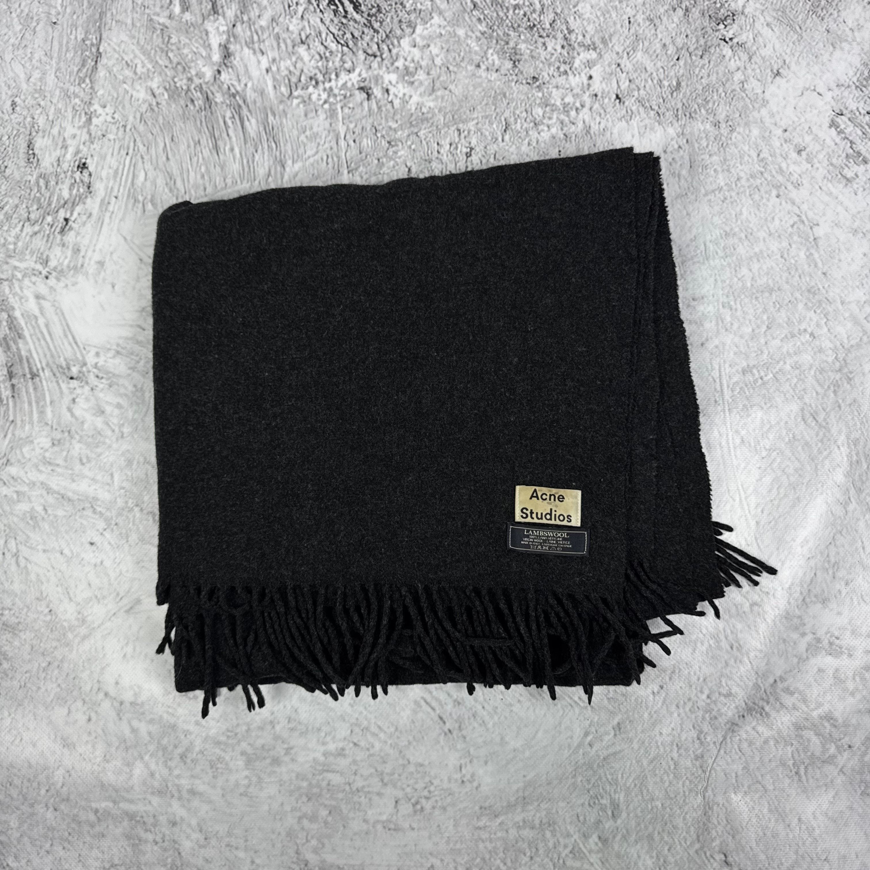 Acne Studios Acne Studios Womens Black Lambswool Rectangular Fringe Scarf Size ONE SIZE - 1 Thumbnail