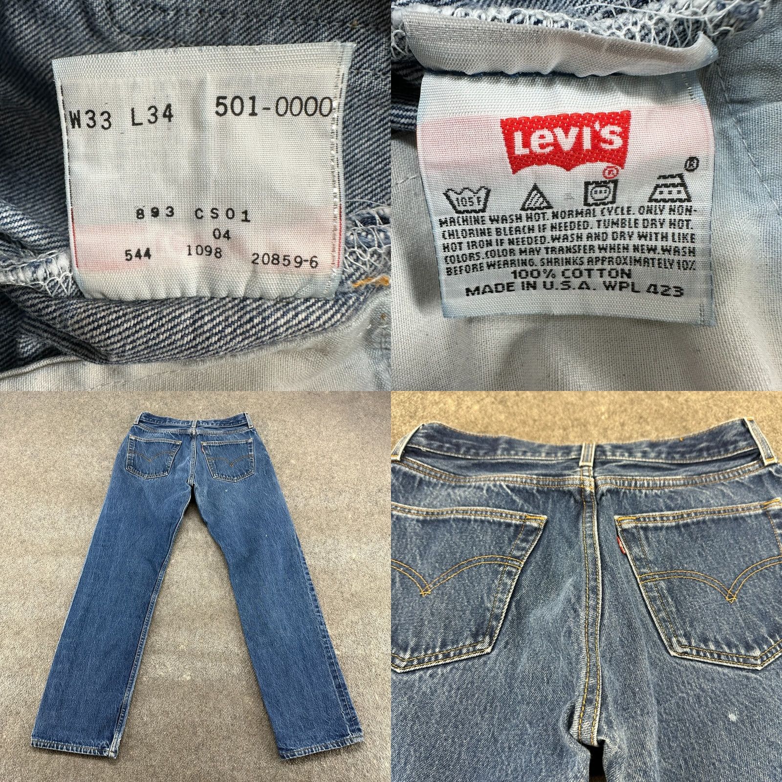 Levi's VINTAGE Levi's 501 Jeans Mens 33x34 Actual 30x31 Blue Dark Wash Straight 90s USA Mens Size US 33 - 8 Thumbnail