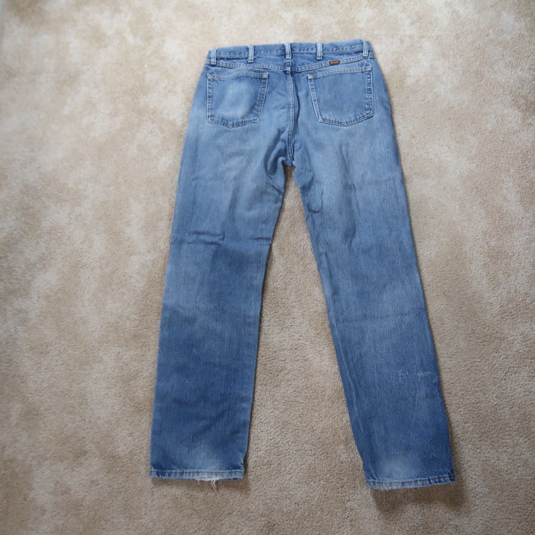 Denime VINTAGE Rustler Jeans Men's 36x34 Blue Denim Regular Fit Straight Leg 5-Pocket Distressed 100% Cotton | Rustler Logo Size US 36 / EU 52 - 7 Thumbnail