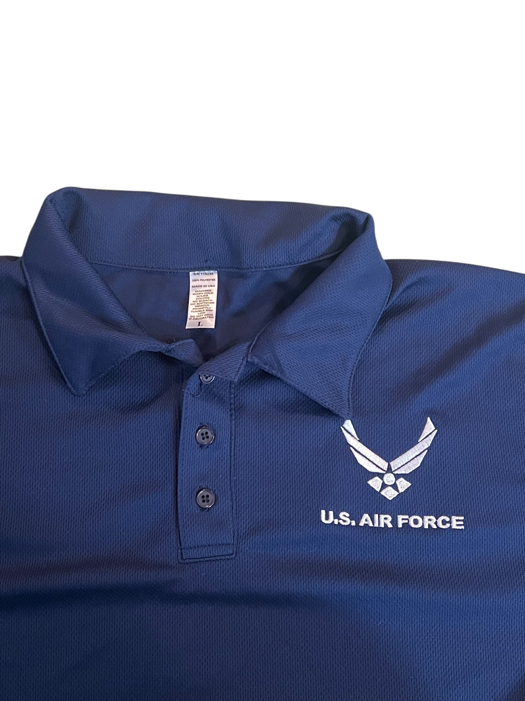 Other U.S. Air Force Polo Shirt Size L USA Polyester Azure Blue Size US L / EU 52-54 / 3 - 3 Thumbnail