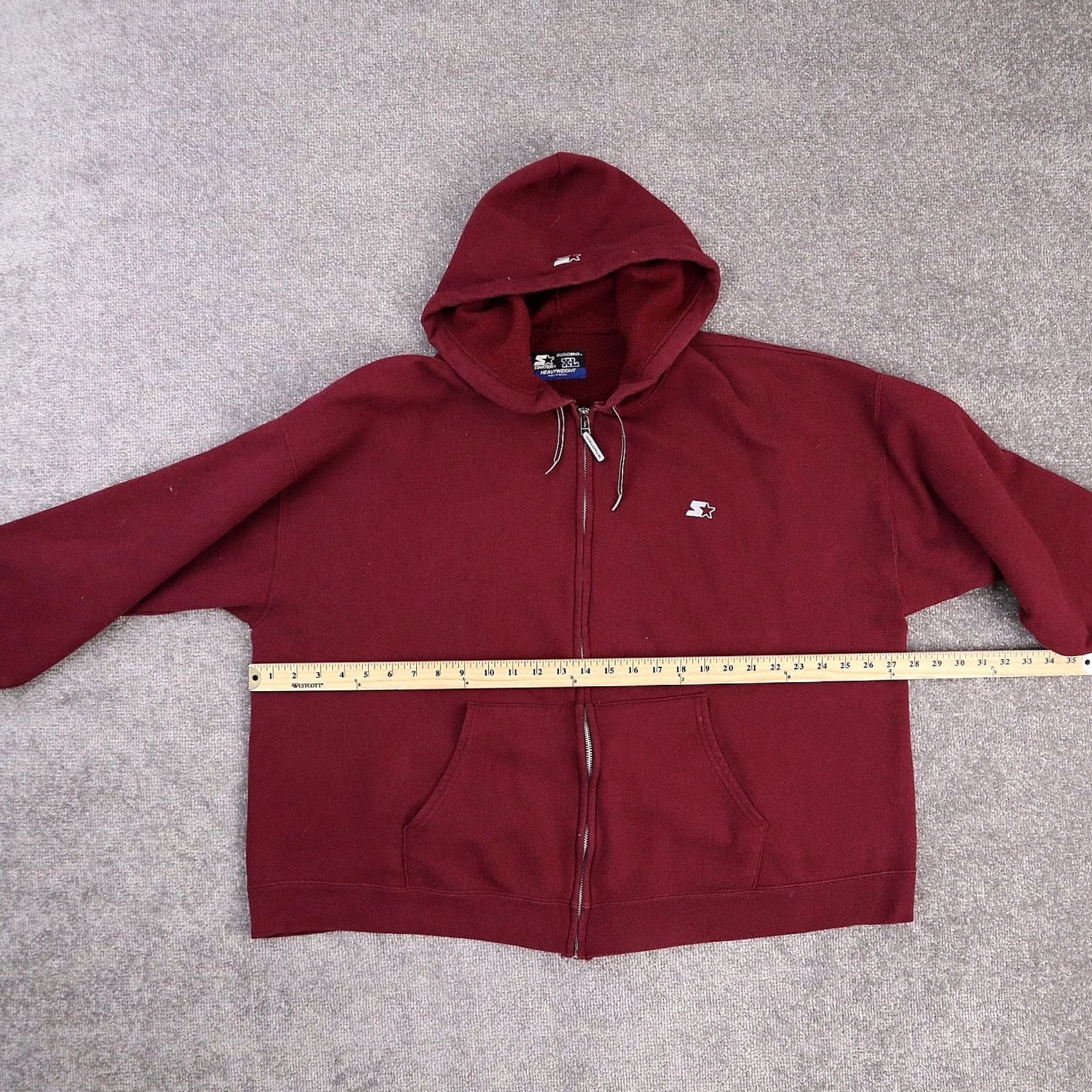 Starter VINTAGE Starter Red Long Sleeve Full Zip Hooded Drawstring Jacket XL Mens 90s Sports Hoodie Size US XL / EU 56 / 4 - 4 Thumbnail