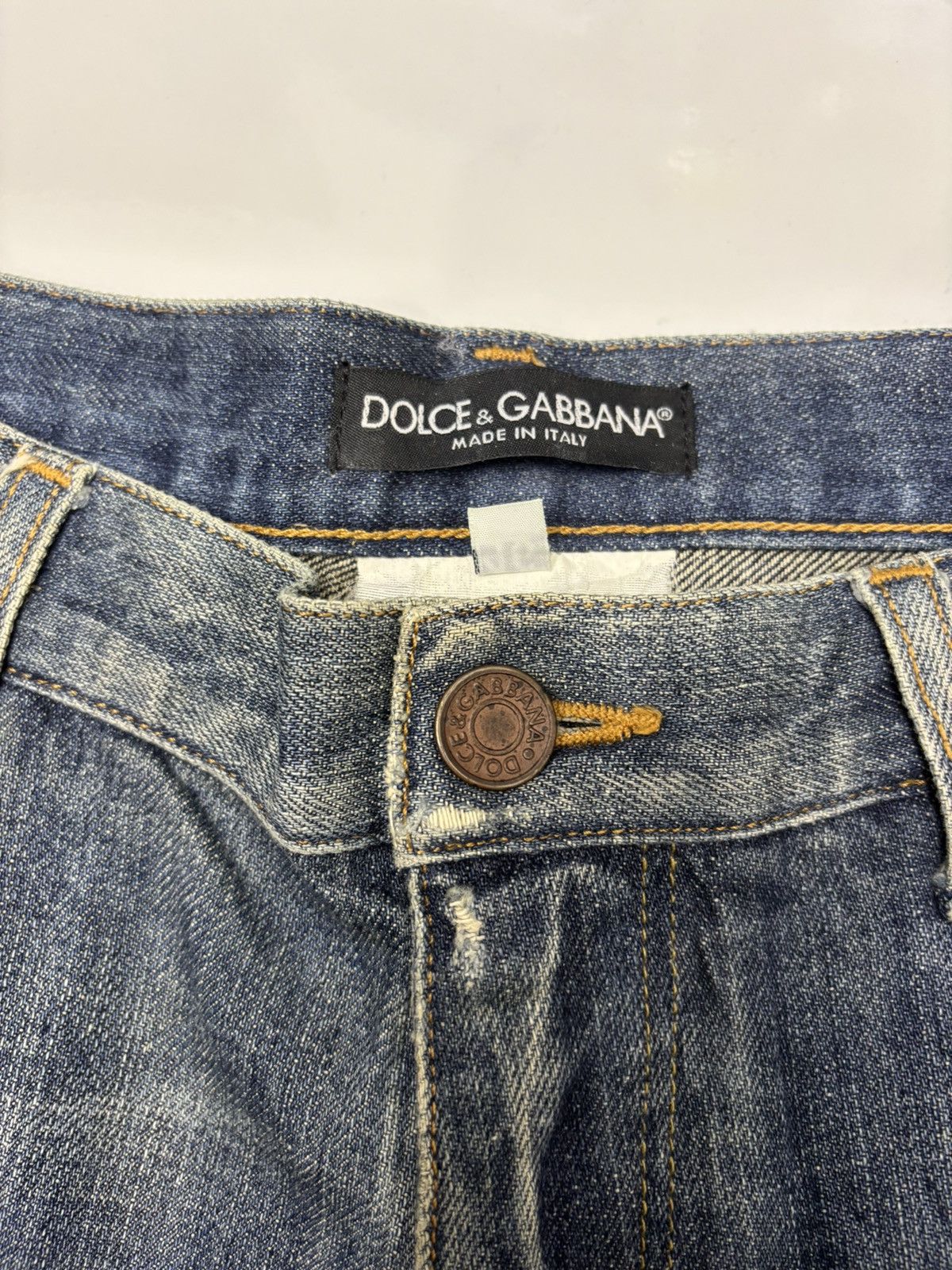 Dolce & Gabbana Dolce & Gabbana Distressed Straight Leg Denim Jeans Size US 33 - 9 Thumbnail