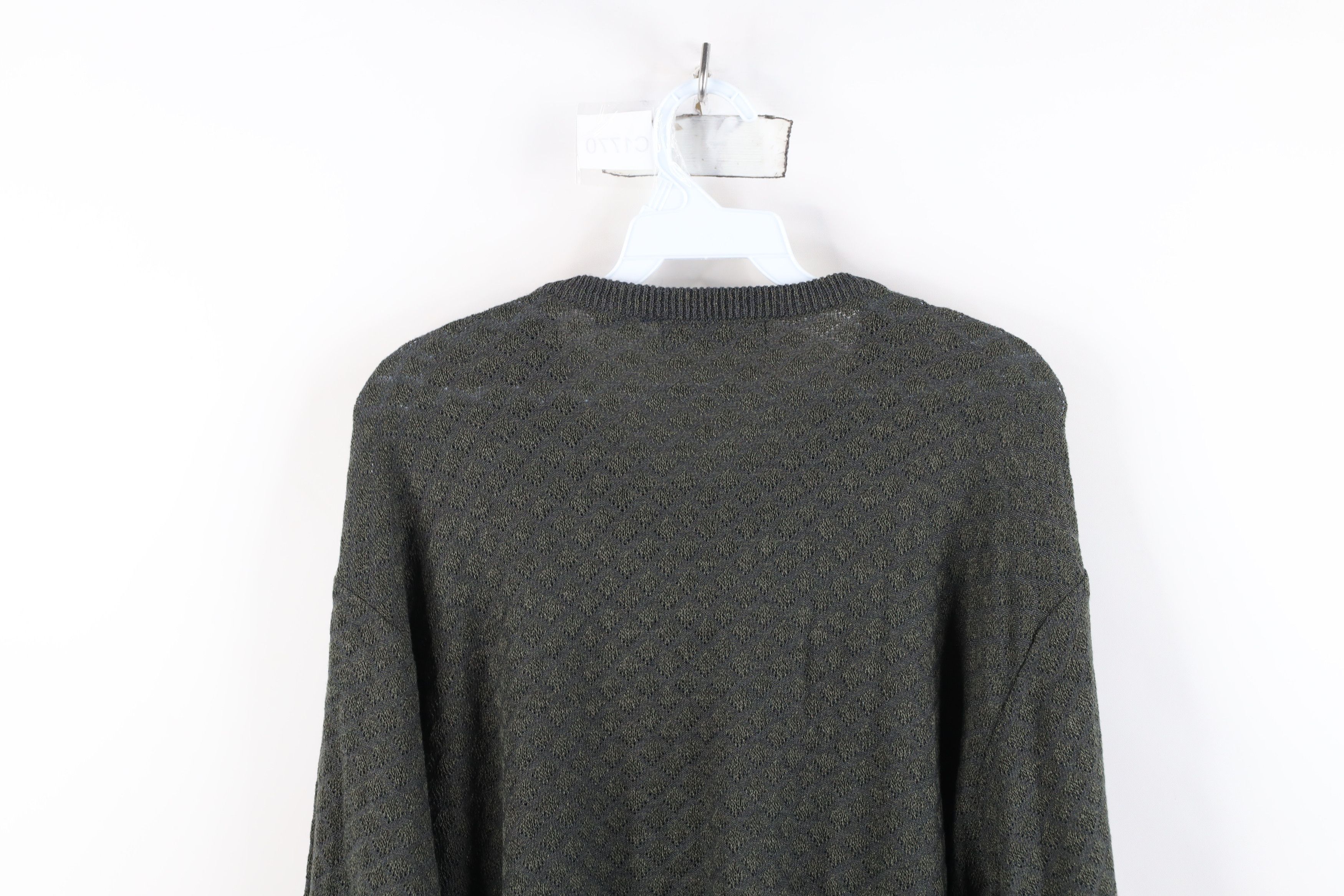 Vintage Vintage 90s Streetwear Diamond Knit Crewneck Sweater Green Size US L / EU 52-54 / 3 - 9 Thumbnail