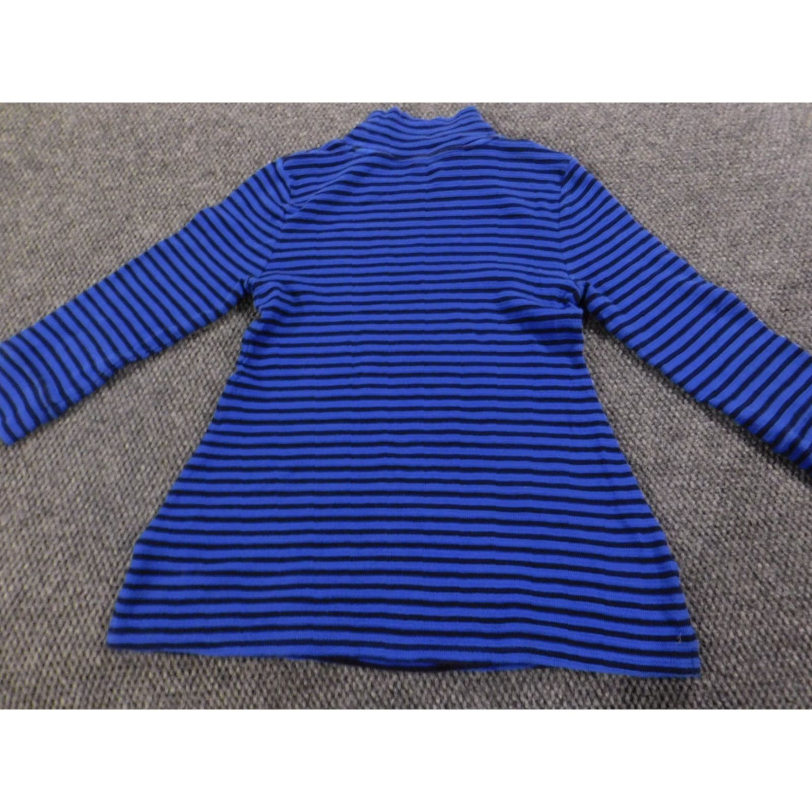 Vintage Crown & Ivy Womens Sweater Medium Blue Striped Cable-Knit Crew Neck Dolman Sleeve Pullover Cotton Knit Regular Size M Fashion Logo Vintage: No Moms? Size M / US 6-8 / IT 42-44 - 7 Thumbnail
